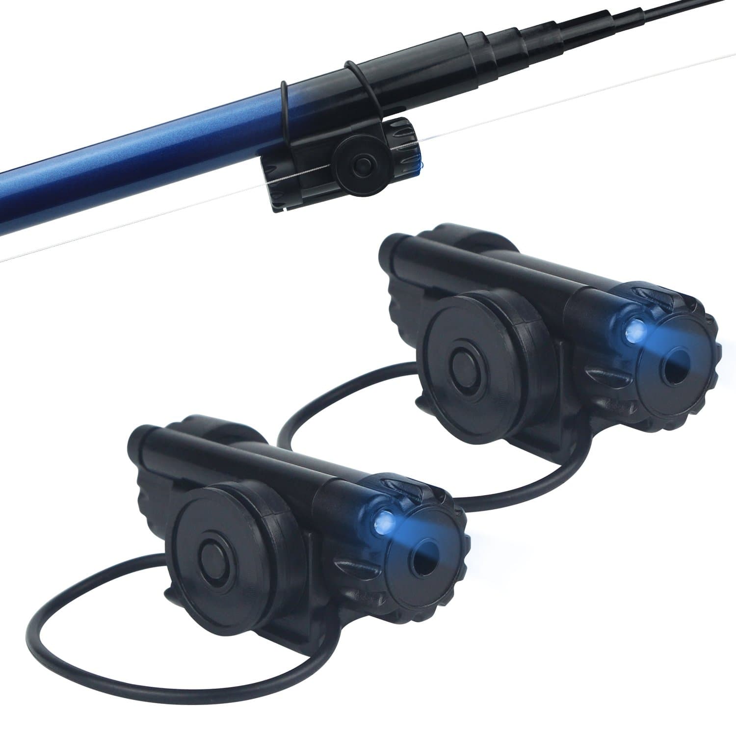 FISHNU 2Pcs Not Noise Fishing Bite Alarm,Mini Size Fish Alarm,Easy to Change Battery,Removable Sound Cone,Clip Tightly,Pack of 2