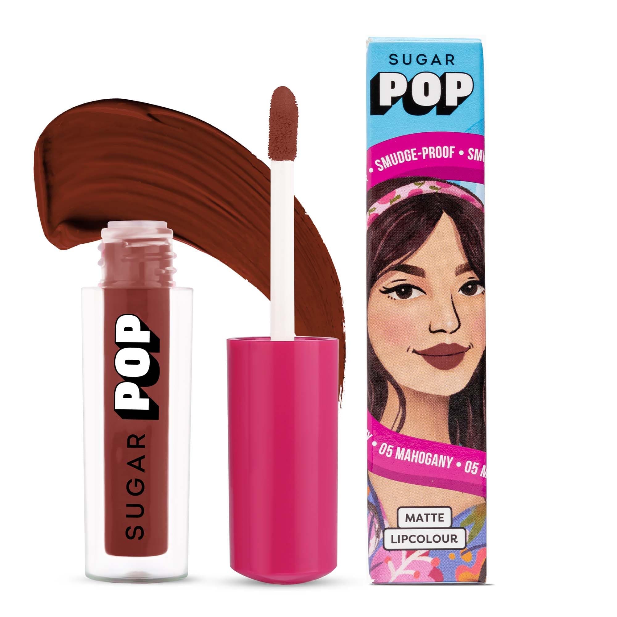 SUGAR POP Matte Lipcolour | Vitamin E | Super-Pigmented | Smudge-proof | 1.6 ml - 05 Mahogany
