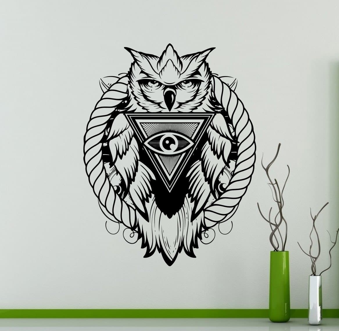 Illuminati Symbol Wall Decal Owl Bird Vinyl Sticker Nature Home Interior Living Room Decor Door Stickers Housewares Bedroom Design Removable Decor 20(brs)