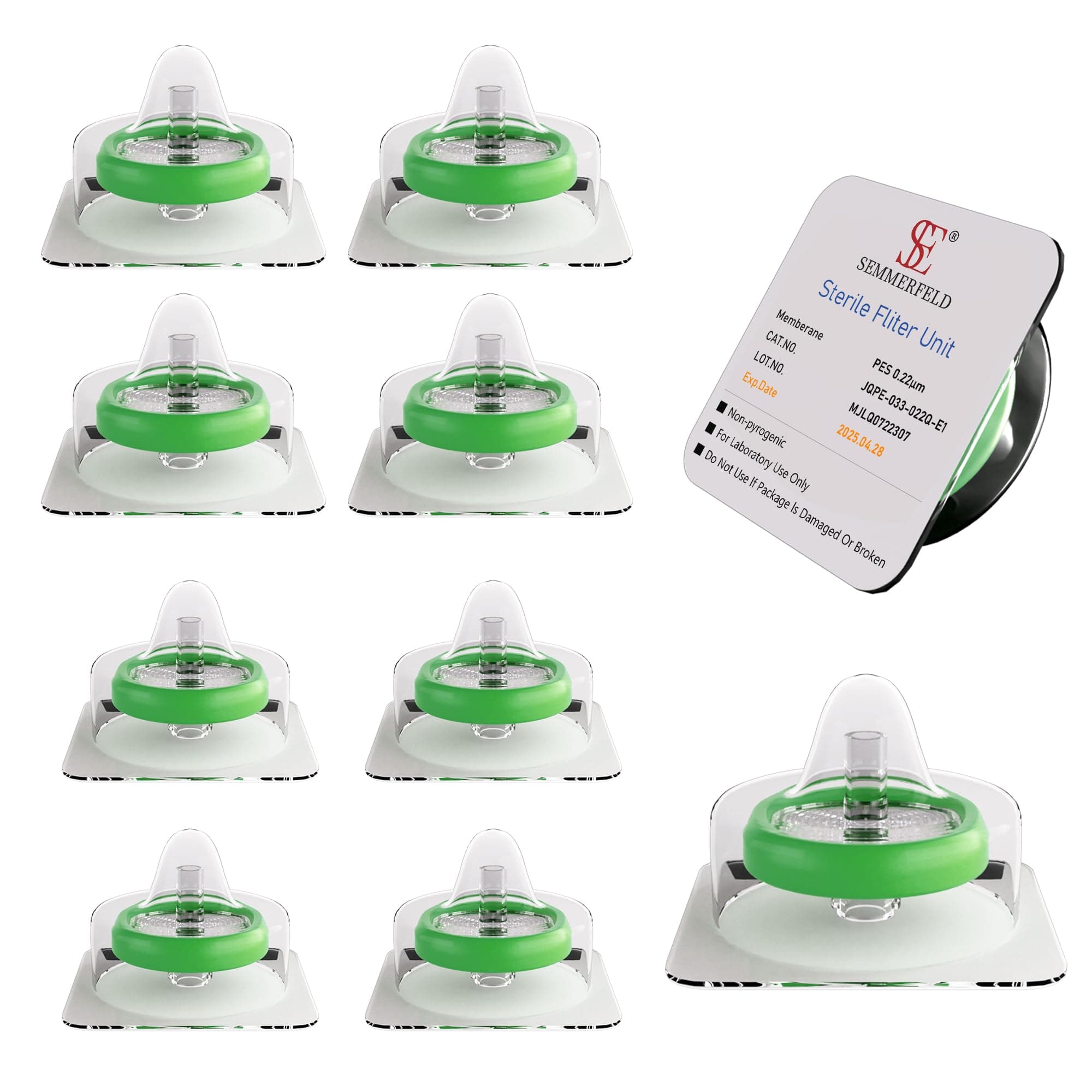 Semmerfeld 300 Pack PES Sterile Syringe Filter 0.22um Pore Size 22 Micron Hydrophilic Filtration, 33mm Diameter Sterile Individually Packed PES Membrane