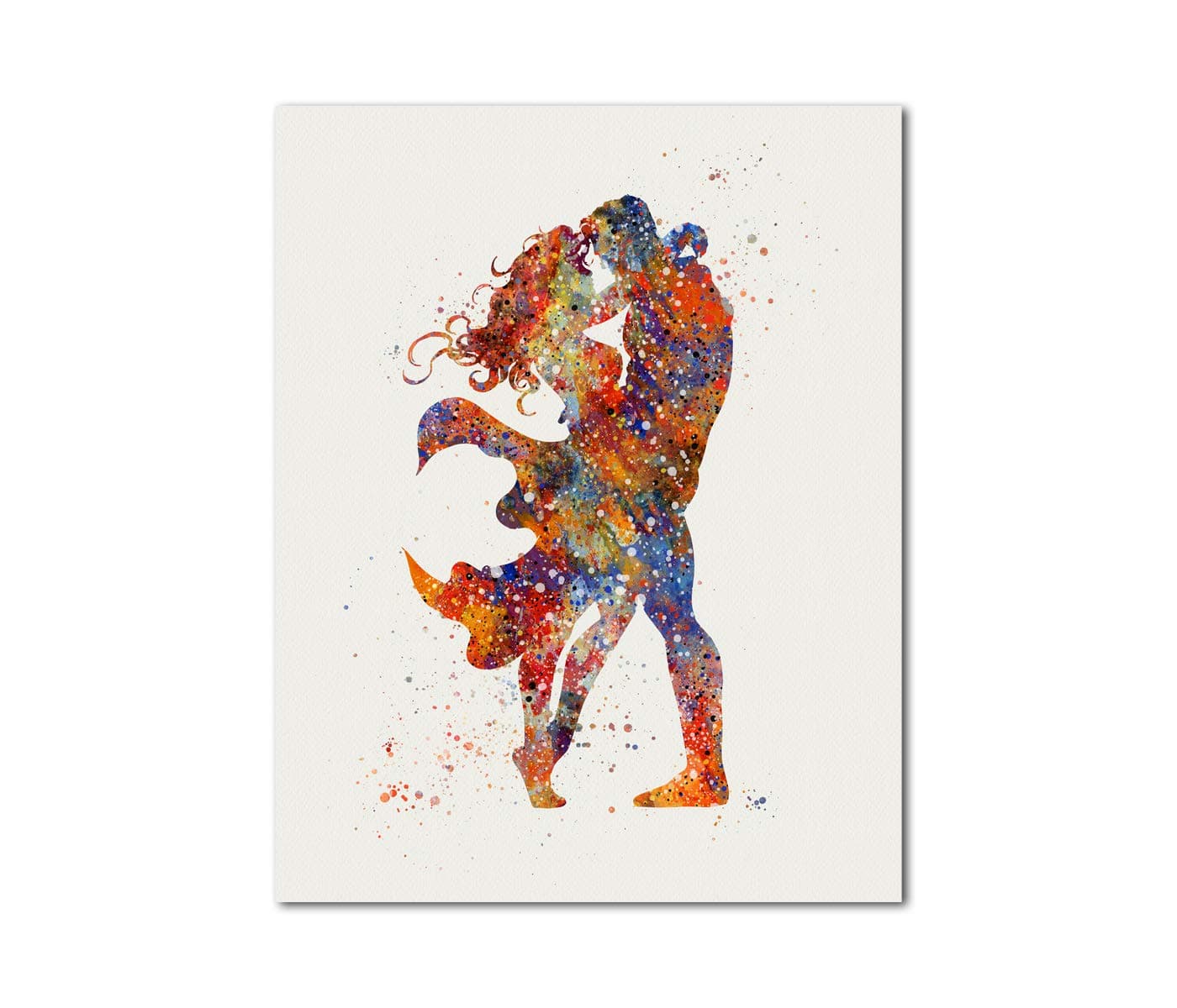 Superman and Wonder Woman Clark Kent and Princess Diana Kiss Print