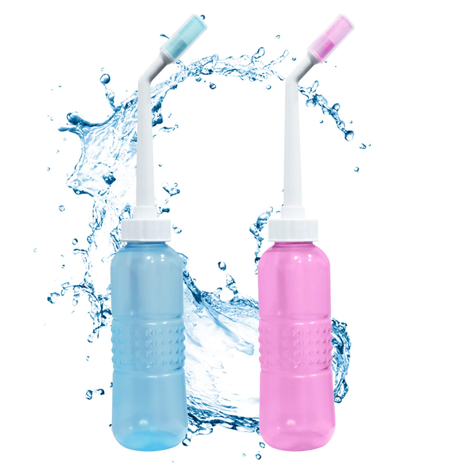 Travel Bidet, Portable Handheld Bidet Bottle Retractable Spray Nozzle with Large Water Capacity, Personal Hygiene Care Portable Bidet, for Postpartum Clean, Traveling, Outdoor (350ml, Blue&Pink)