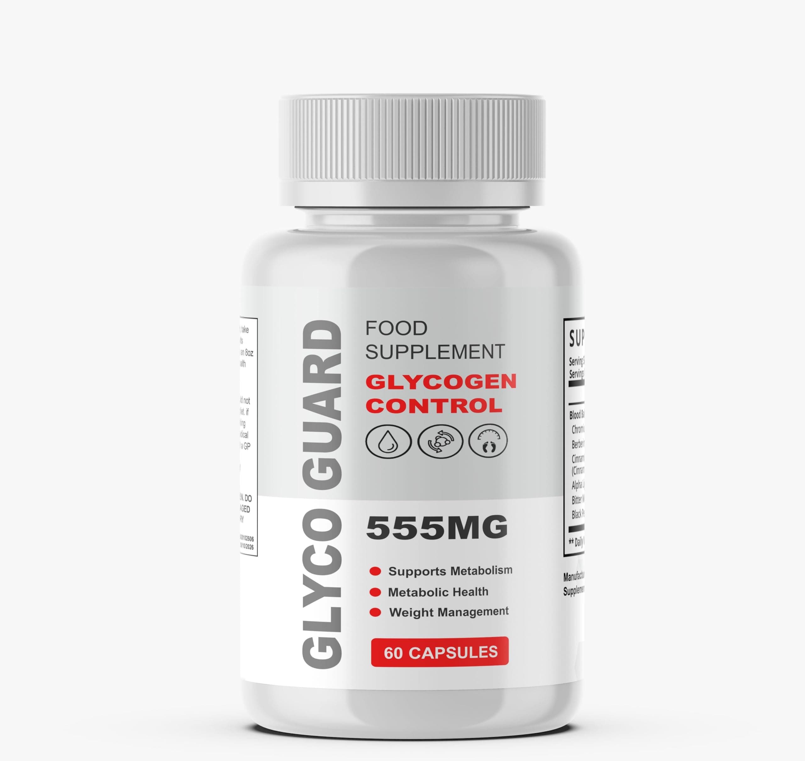 Glyco Guard Glycogen Control - Health Support & Weight Management | 100% Natural / 60 Capsules/Food Supplement- Fitness Hero Supplements