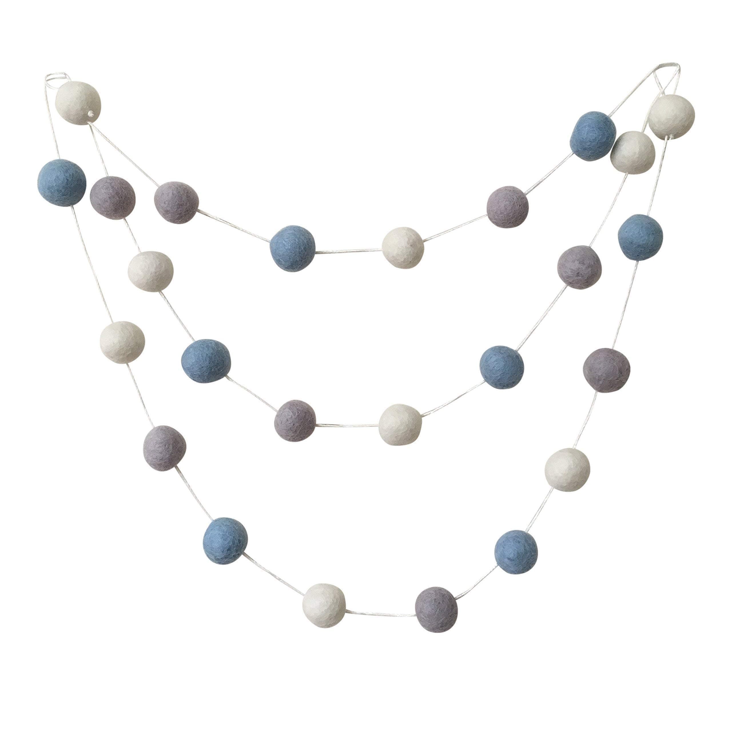 BABY BOY NURSERY BUNTING - BLUE FELT BALL POM POM GARLAND - HANDMADE - ECO FRIENDLY