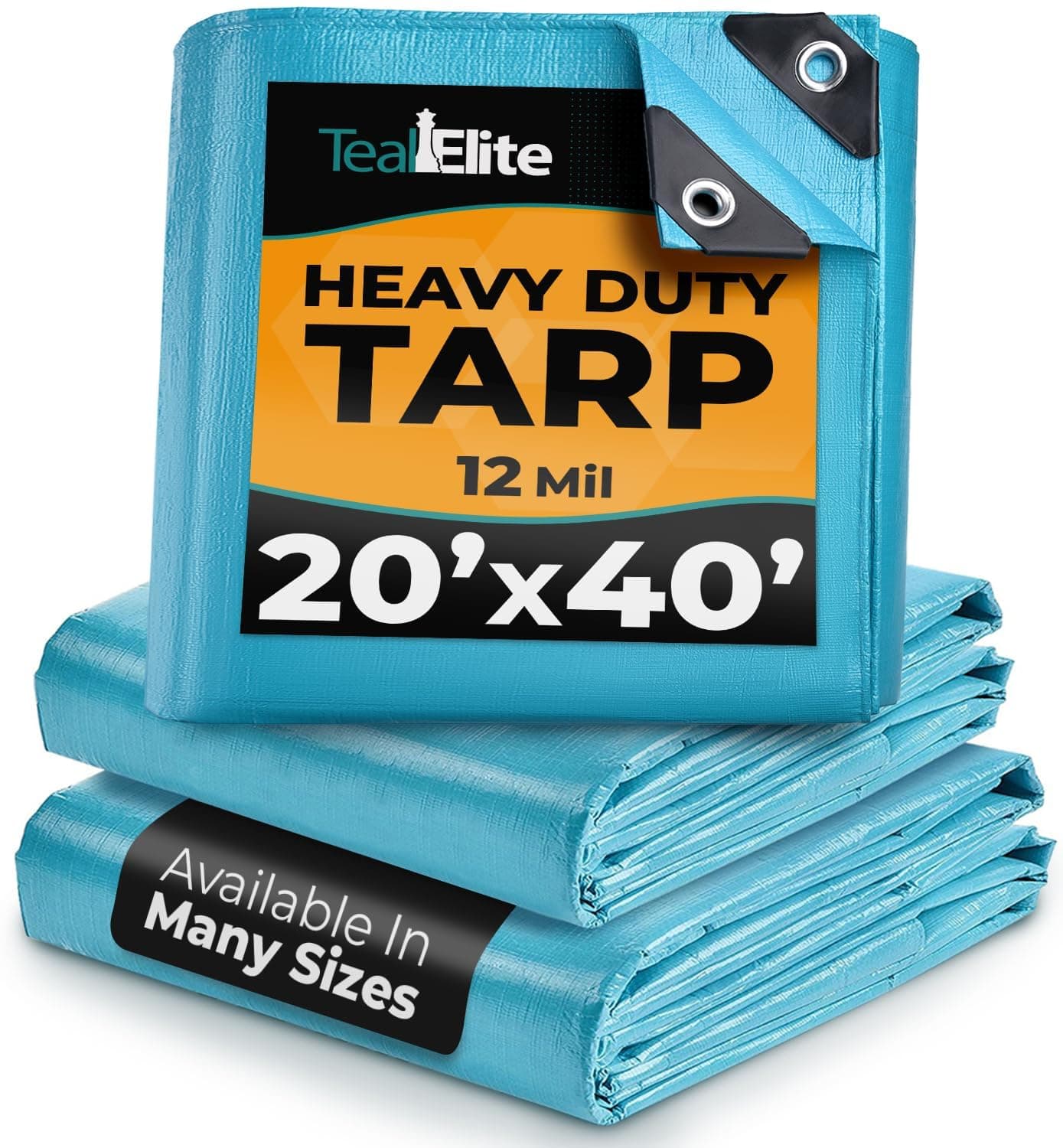 Tarps Heavy Duty Waterproof 20x40-12 mil Thick Camping Tent - Blue Tarp 20x40 UV Resistant, Rip & Tear Proof with Metal Grommets – Multipurpose Use for Camping, Tent, Boat, RV, Car, & Pool Cover