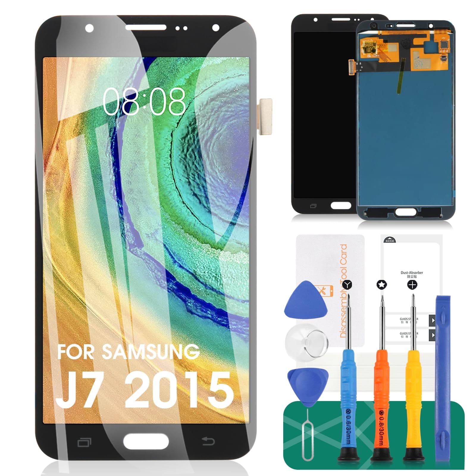 for Samsung Galaxy J700 LCD Screen Replacement-SRJTEK Screen Replacement for Samsung J7 2015 J700 J700T J700F J700H J700M SM-J700 LCD Touch Screen Digitizer Glass Display Assembly Parts,(Black)