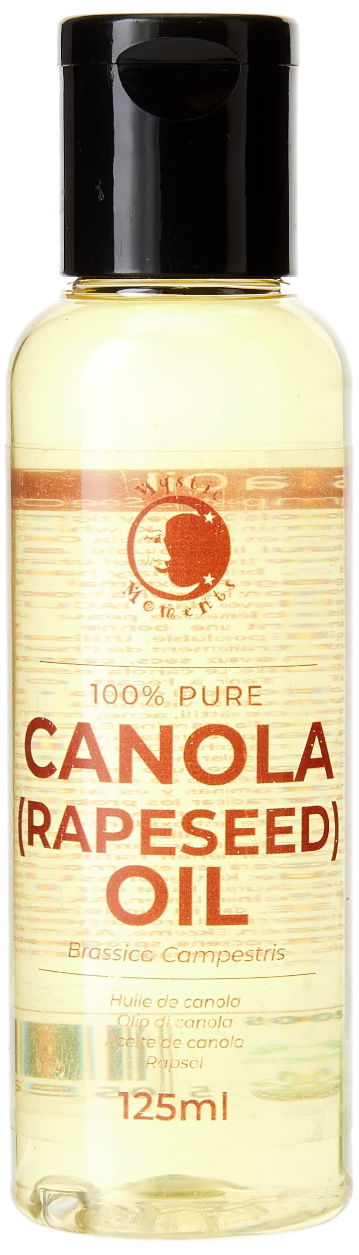 Mystic Moments | Canola (Rapeseed) Carrier Oil 125ml - Pure & Natural Oil Perfect For Hair, Face, Nails, Aromatherapy, Massage and Oil Dilution Vegan GMO Free