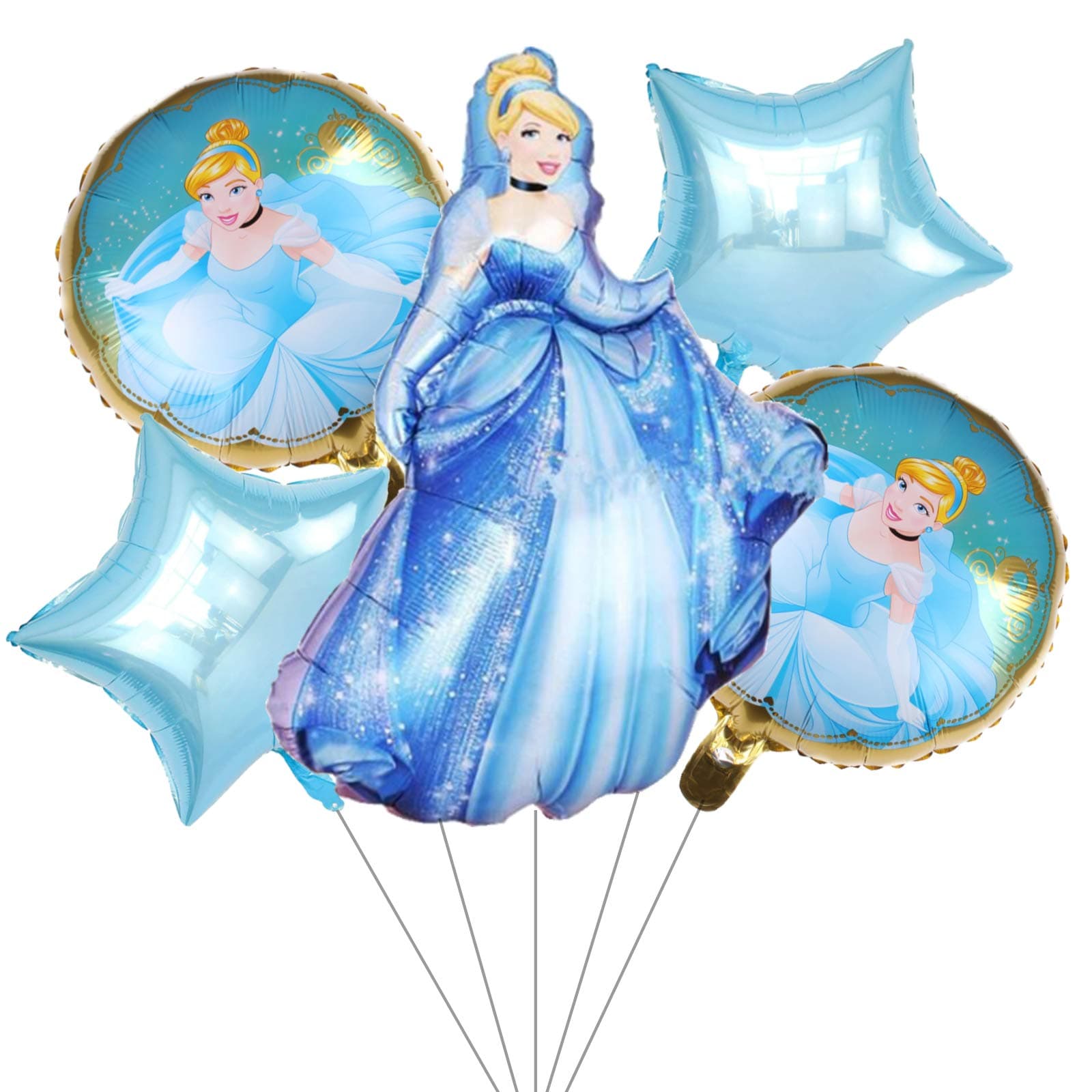 5PCS Cinderella Balloons for Kids Birthday Baby Shower Princess Theme Party Decorations