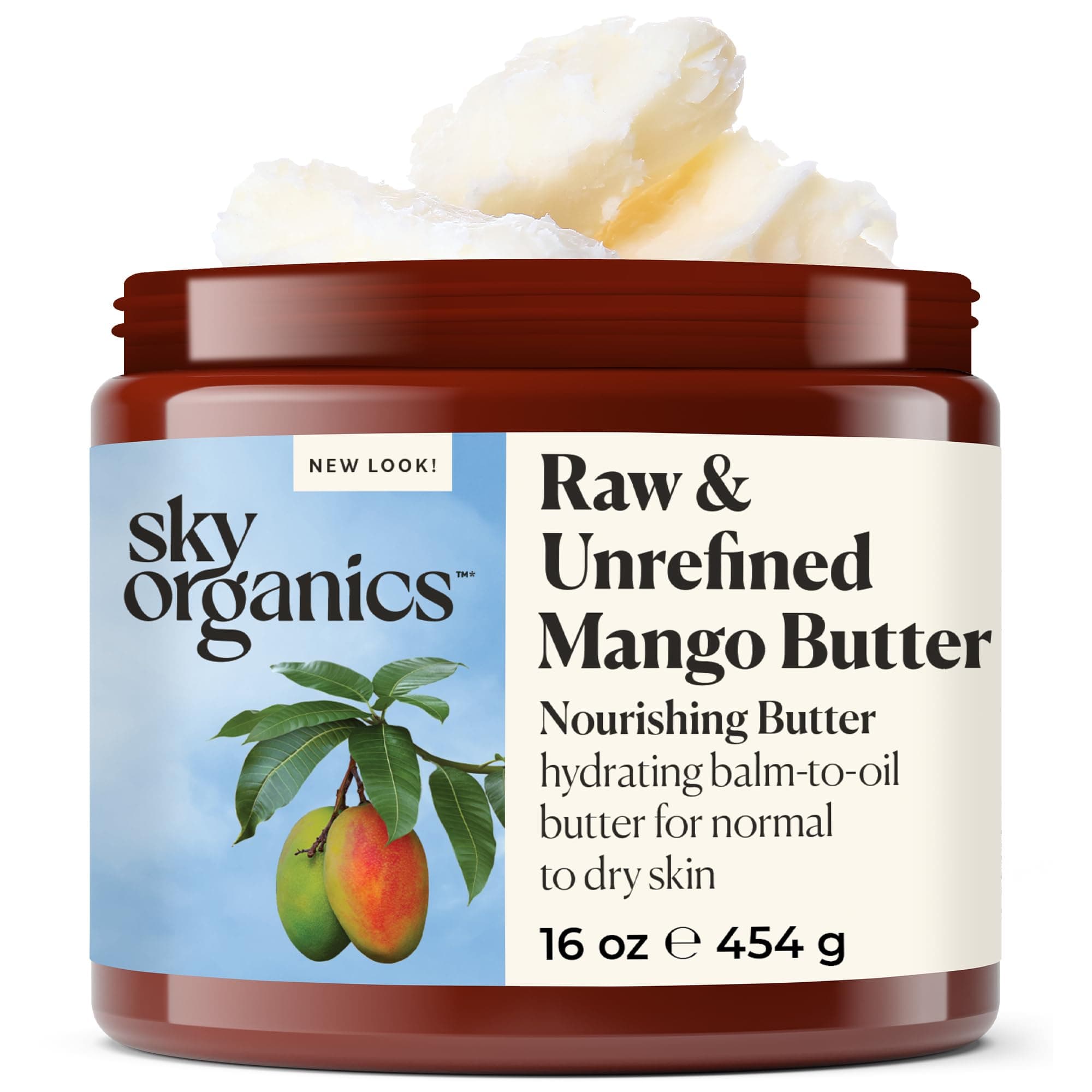 Sky Organics Mango Butter (16 oz) 100% Pure Unrefined Mango Butter for Face Body Hand and DIY Raw Mango Body Butter for Dry Hands and All Skin Types Natural Mango Butter