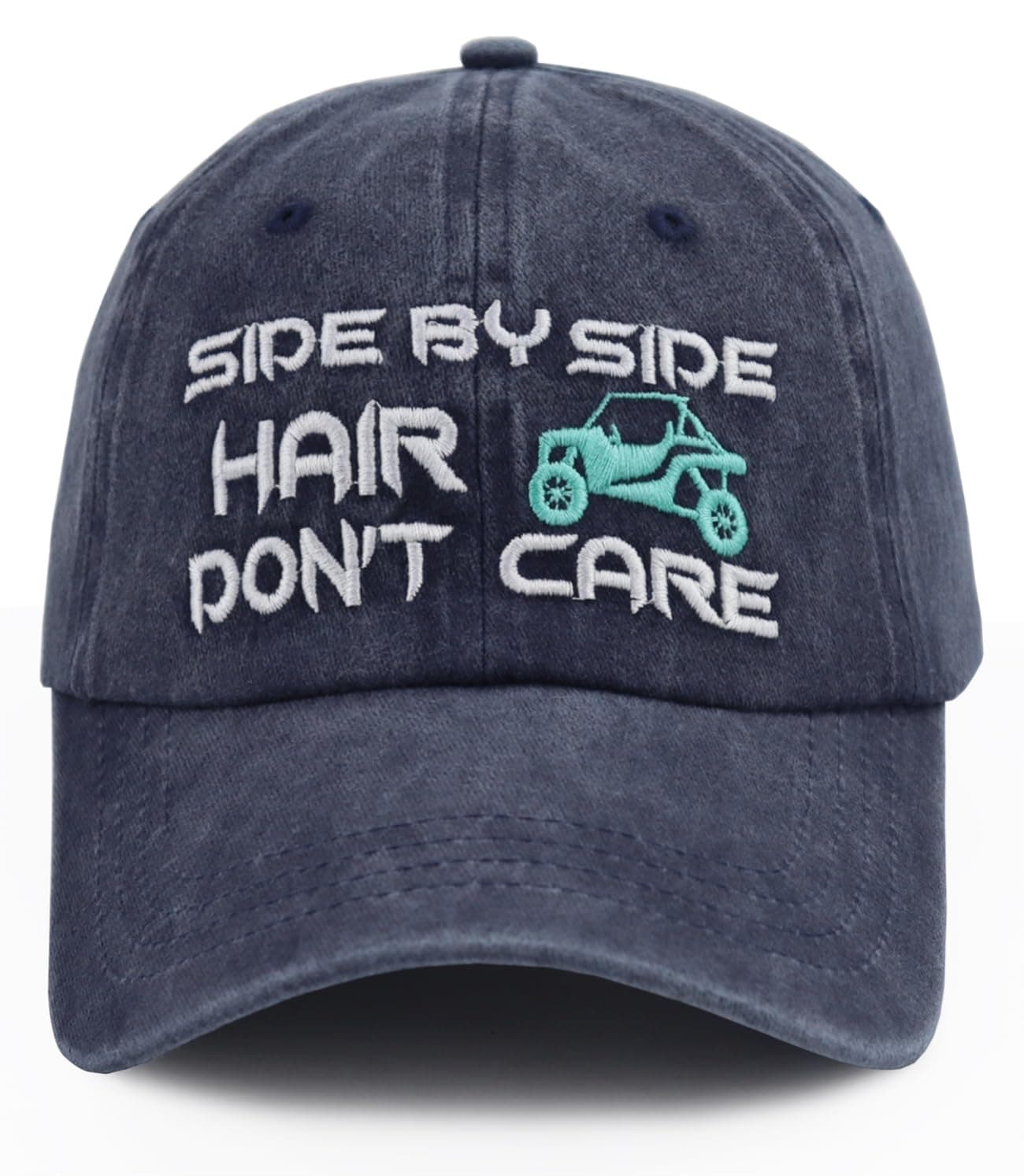 KKMKSHHG Side by Side Hair Don't Care Baseball Cap, Funny Embroidered Adjustable Washed Cotton Outdoor Car Hat for Women Men