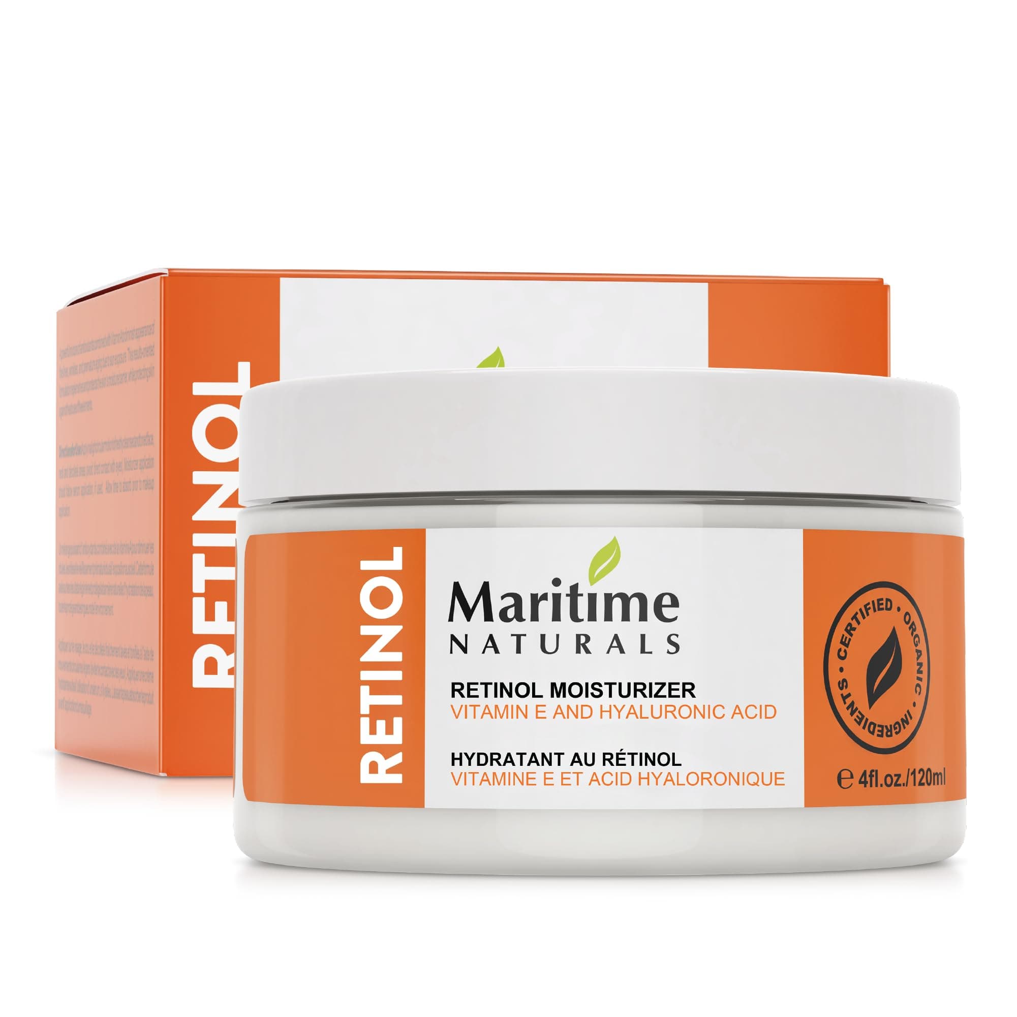 Maritime Naturals 2.5% Retinol Moisturizer for Face (120ml) - Anti Ageing Face Cream Reduces Scars Ance and Wrinkles with Hyaluronic Acid and Vitamin E