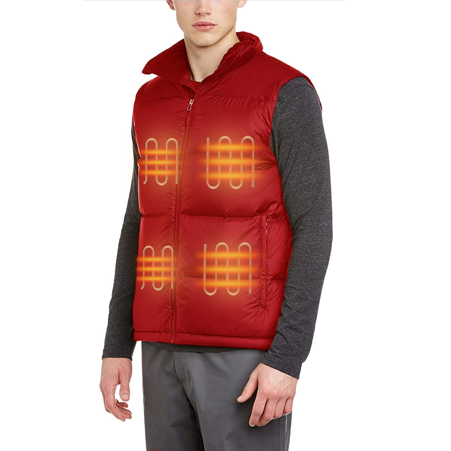 FERNIDA Unisex Heated Vest Lightweight Battery Rechargable Electric Heating Vest Jacket (Red heated vest-M*)