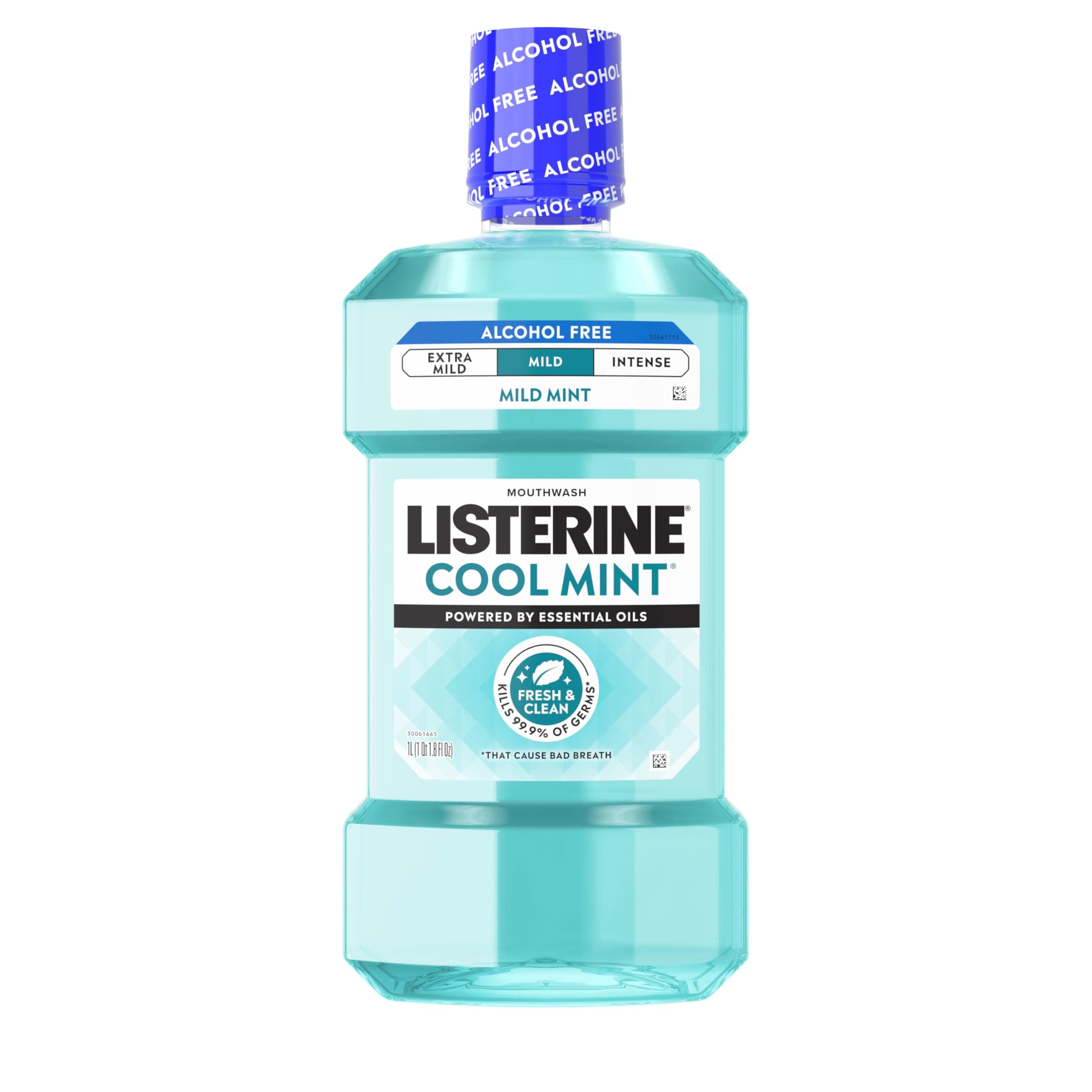 Zero Alcohol Mouthwash, Alcohol-Free Oral Rinse to Kill 99% of Germs That Cause Bad Breath for Fresh Breath & Clean Mouth, Less Intense Taste, Cool Mint Flavor, 1 L (Pack of 1)