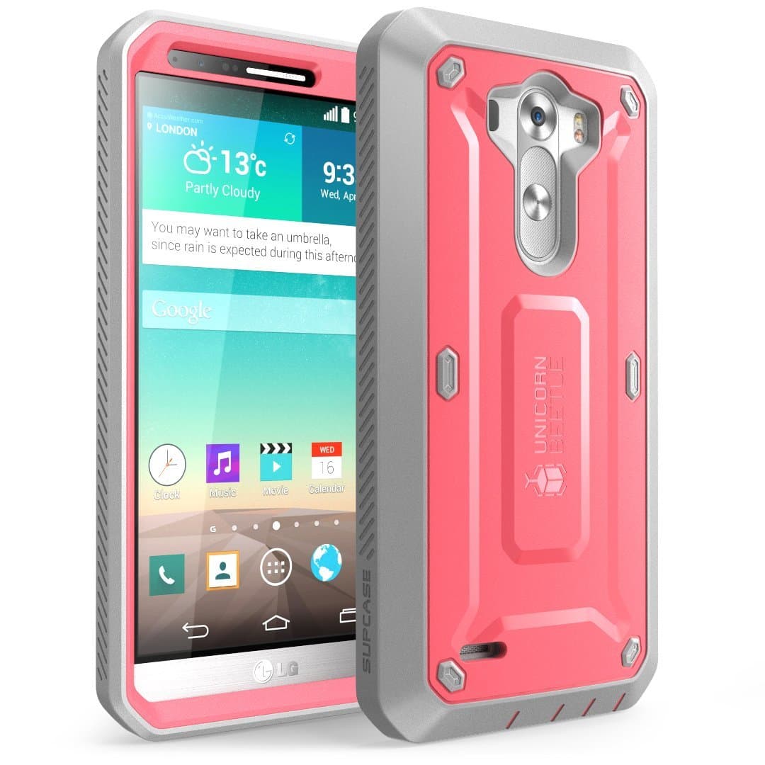 LG G3 Case, SUPCASE [Heavy Duty] LG G3 Case [Unicorn Beetle PRO Series] Full-body Rugged Hybrid Protective Case with Built-in Screen Protector (Pink/Gray), Dual Layer Design + Impact Resistant Bumper