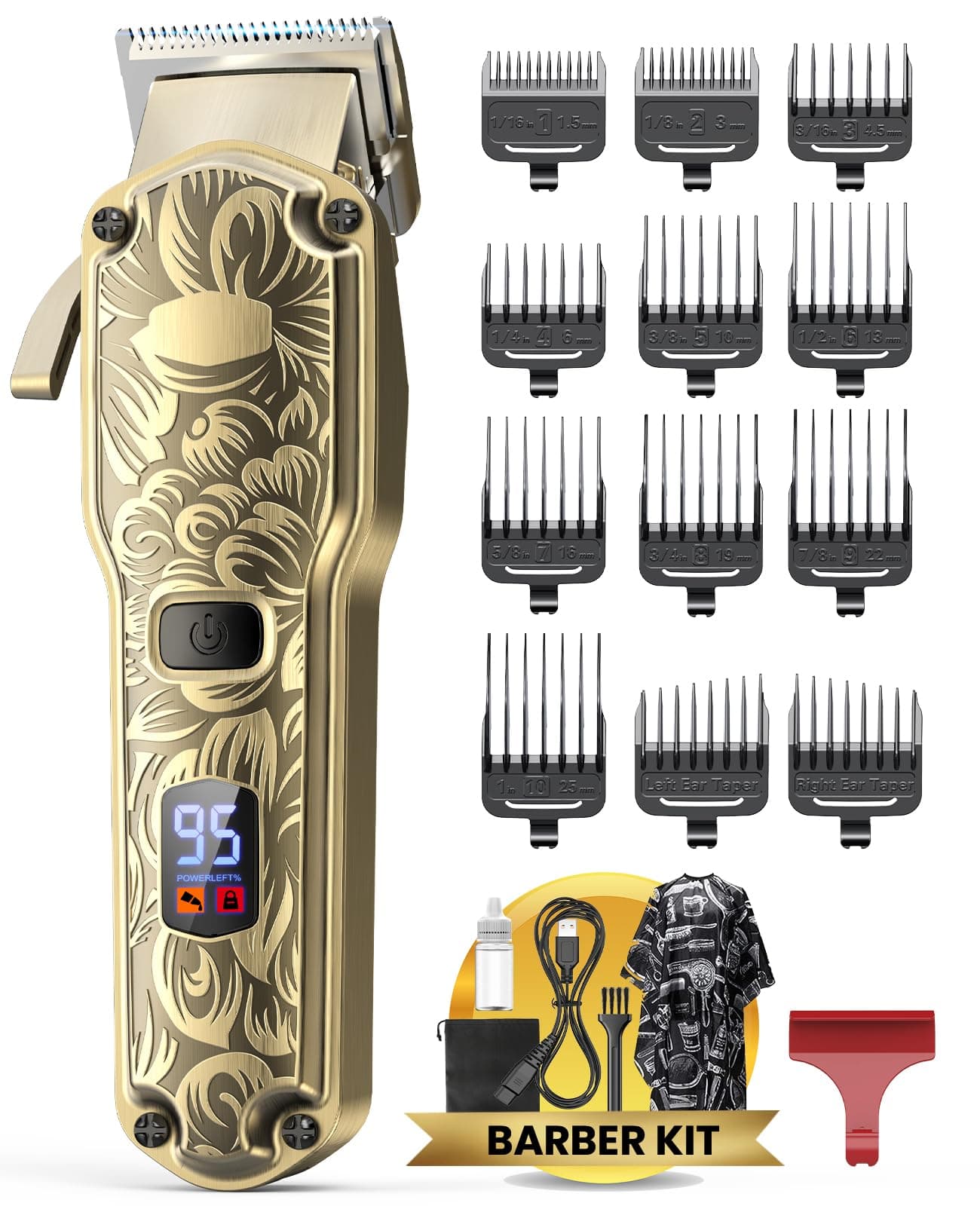 Jack & Rose Cordless Hair Clippers, Mens Hair Clippers, Wireless Clippers for Men, Barber kit Professional Clippers for Men