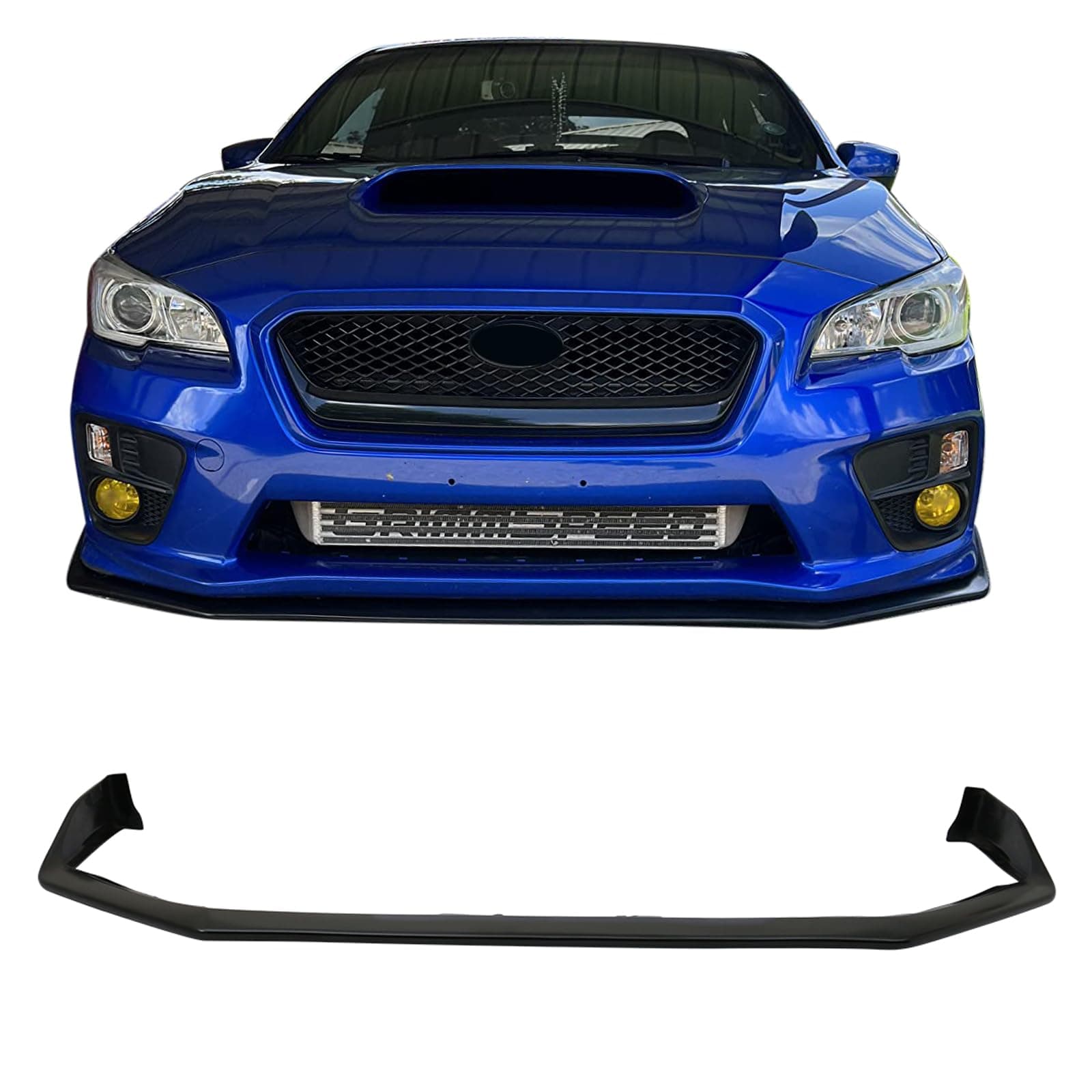 Front Bumper Lip 2015-2017 Subaru WRX STI, S207 Style Black PU Front Lip Finisher Undertin Spoiler Add-on by IKON MOTORSPORTS, 2016