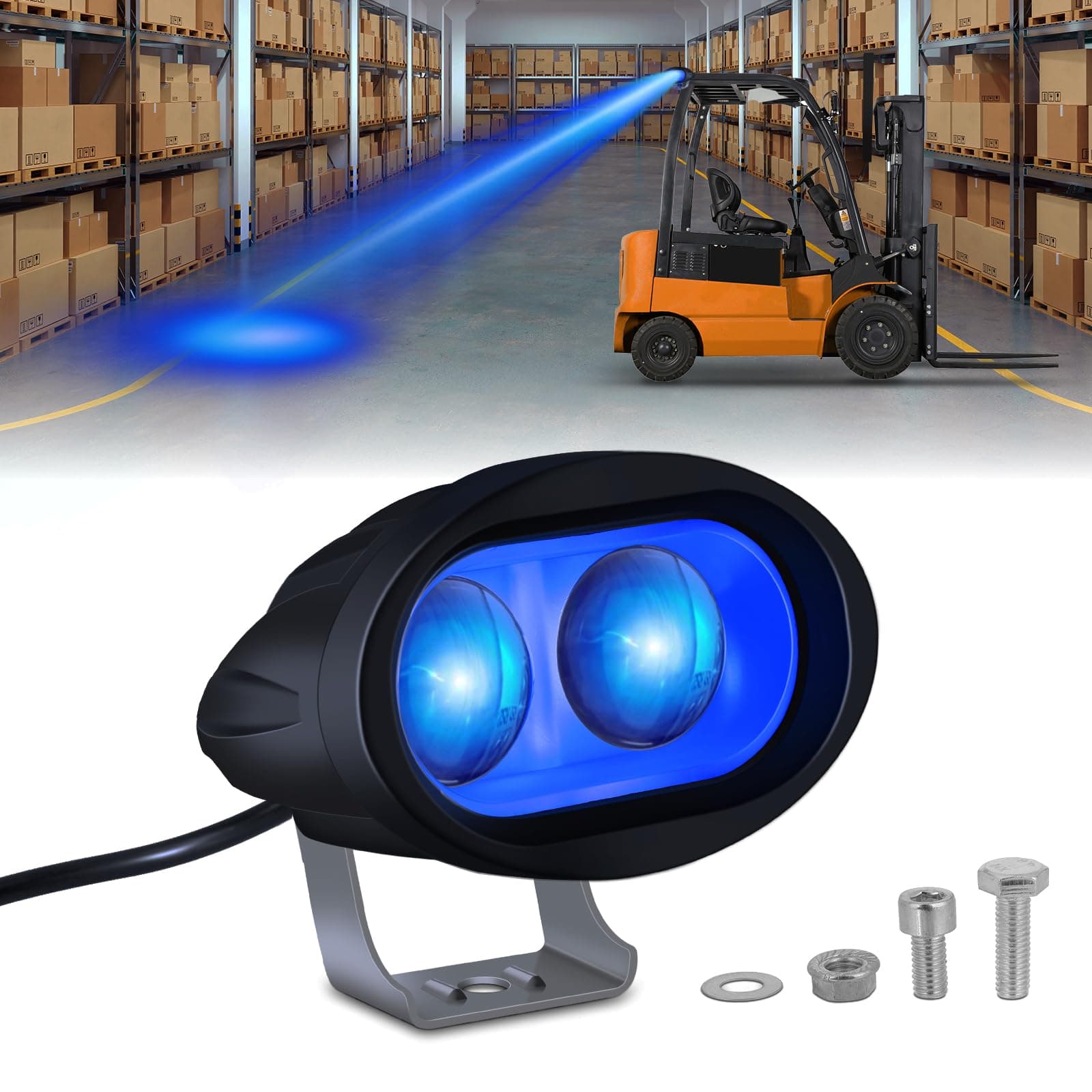 - LED Forklift Safety Spot Light - 1500LM, Blue, 20W, DC12-80V