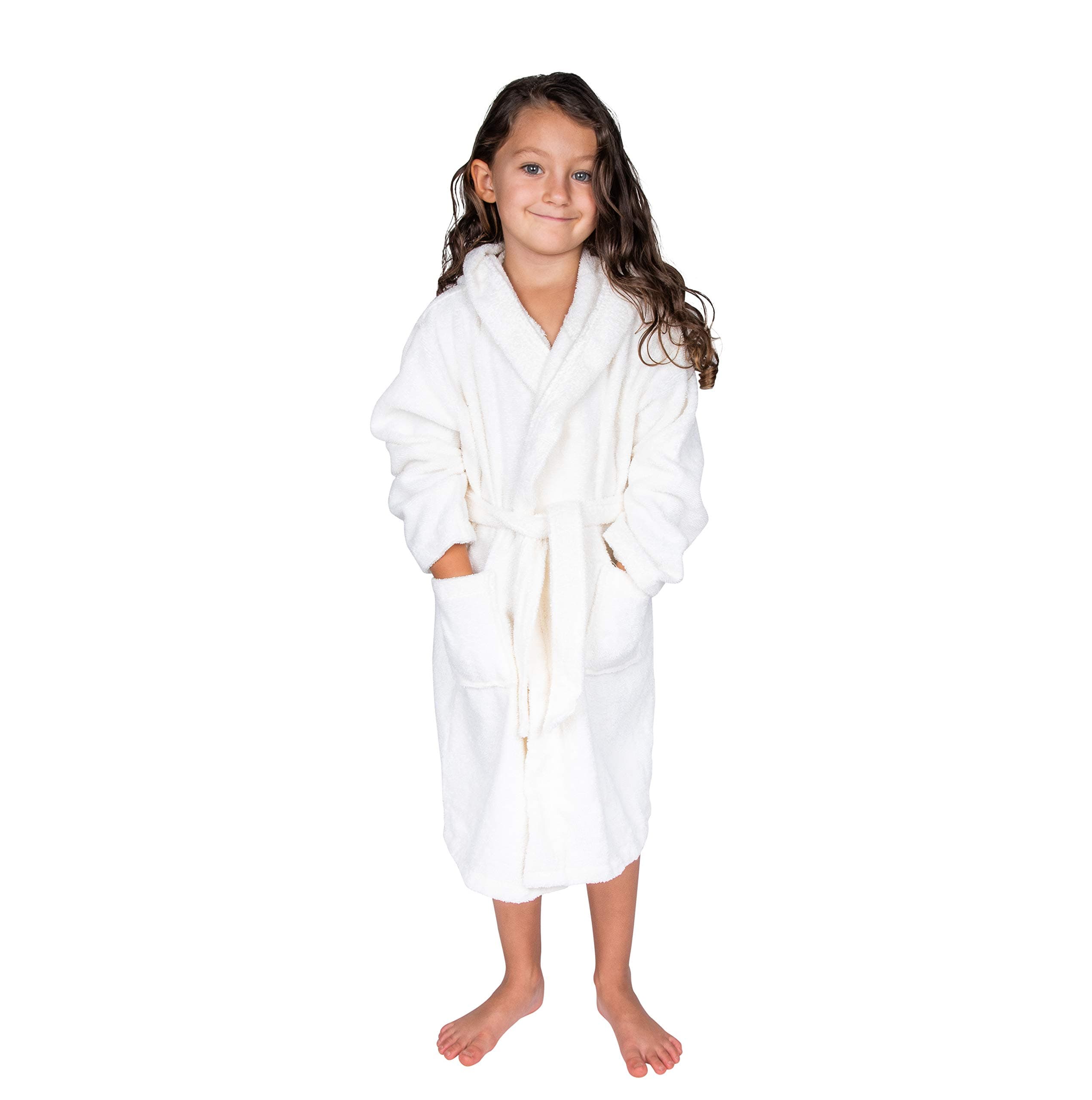 BAGNO MILANO Kids Robe, Hooded Soft Terry 100% Turkish Cotton Bathrobe for Girls - Boys Cotton Robe, Made in Turkey