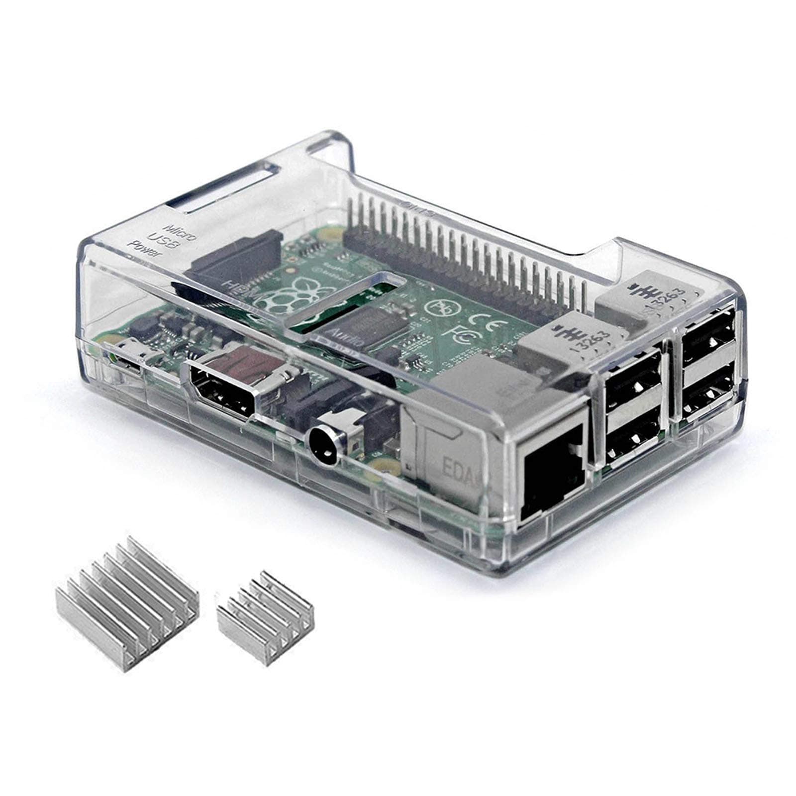 Raspberry Pi 3 b+ Case, Raspberry Pi 3 Model B+ Transparent Case with Raspberry Pi Heatsink for Raspberry Pi 3B+, 3B, 2B - Access to All Ports (Clear)