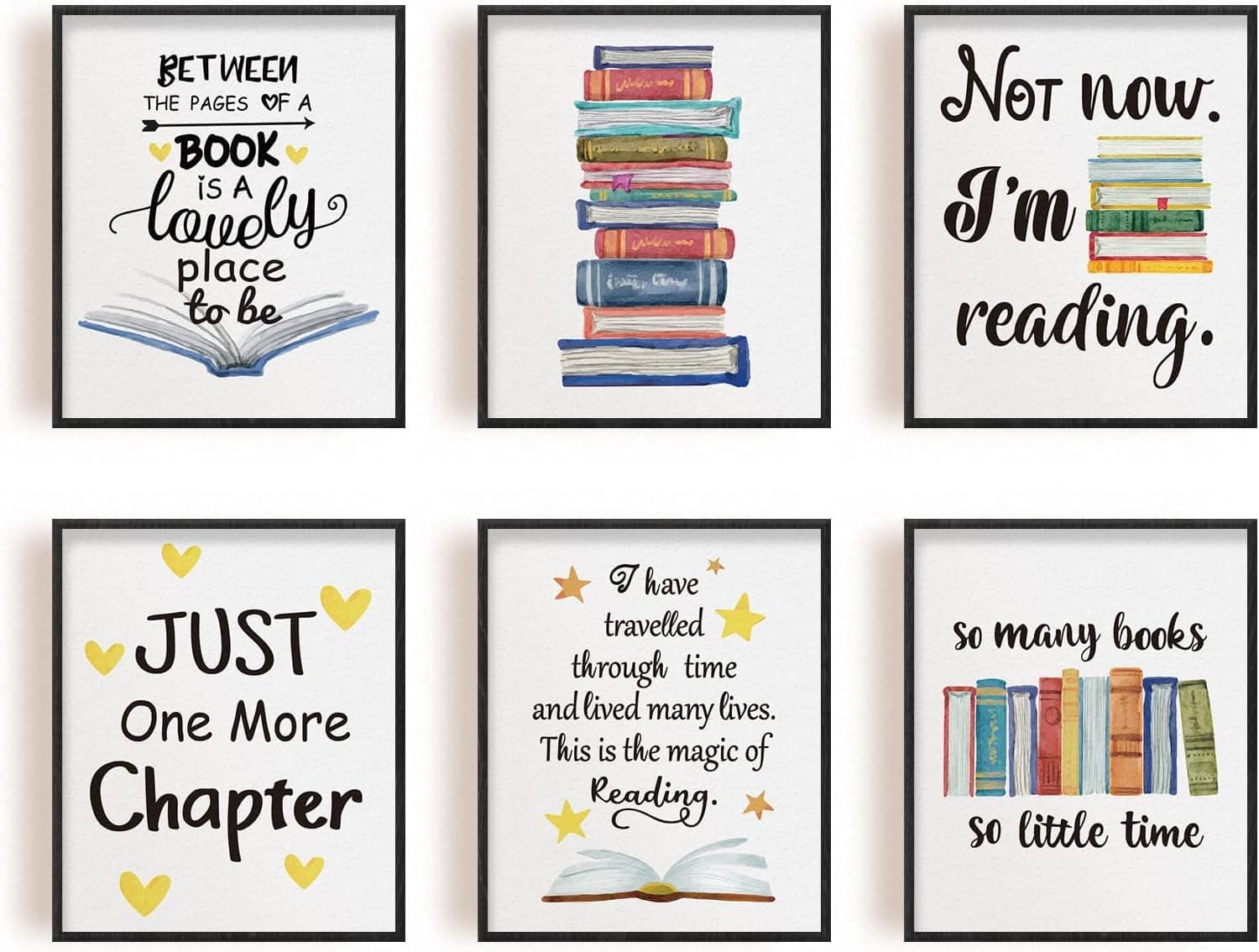 INFUNLY Reading Wall Art Prints 6pcs/set Motivational Book Posters for office...