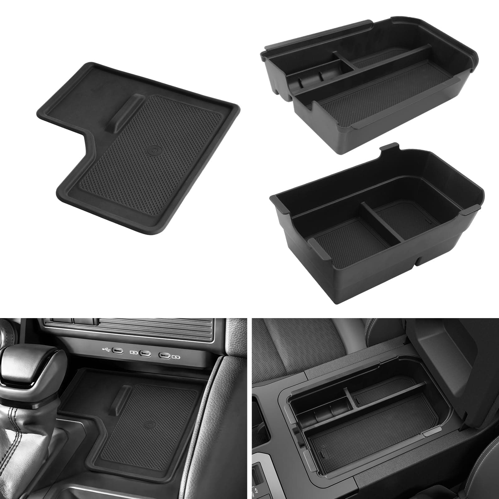 LUWU for Toyota LC250 Prado J250 2024 2025 Accessories Set 2024 Toyota Land Cruiser Center Console Organizer 2PCS & 2024 Toyota Land Cruiser Center Console Mat 1PC