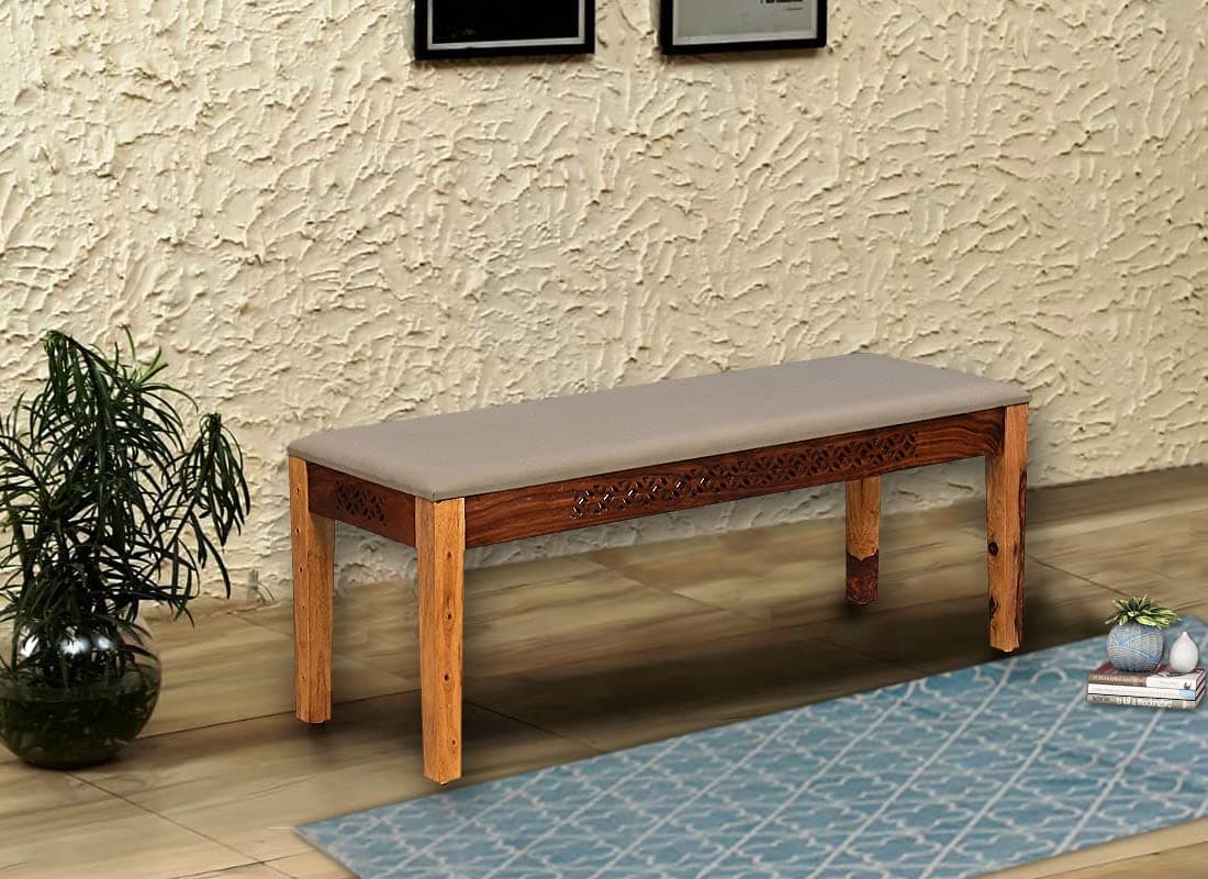 Sheesham Wood 2 Seater Dining Bench for Living Room | Wooden Bench for Seating | Home Furniture Balcony Garden Indoor Outdoor Bench (Rustic Teak Finish)