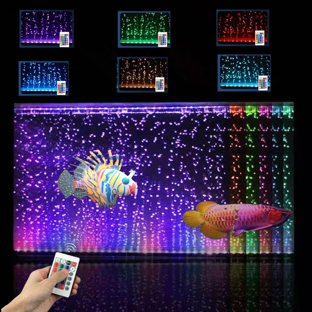 Fish Tank Light Waterproof Aquarium Lights Remote Control 5050 LED Color Changing 30cm 12inch Air Bubble Lights with 24key Controller for Fresh and Saltwater Aquarium