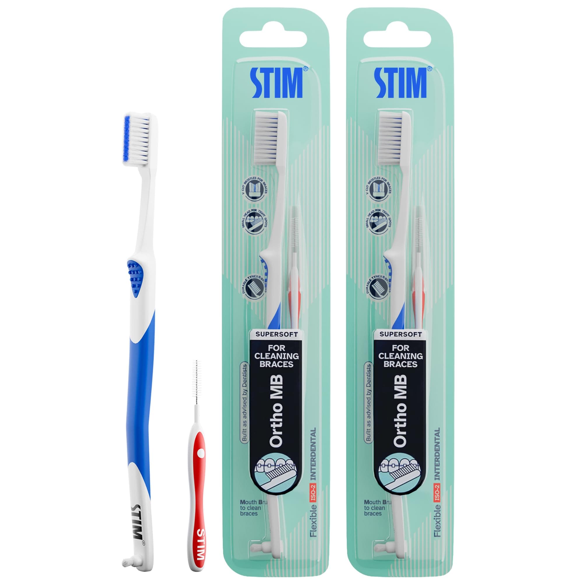 Ortho Mb Toothbrush Pack Of 2 Toothbrush For Braces Super Soft Bristles, adult, manual, Multi-Coloured