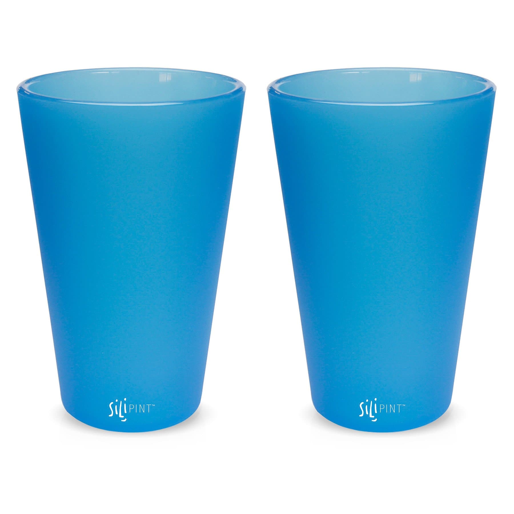 Silipint Silicone Pint Glass. Unbreakable, Reusable, Durable, and Guaranteed for Life. Shatterproof 16 Ounce Silicone Cups for Parties, Sports and Outdoors (2-Pack, Bend Blue)