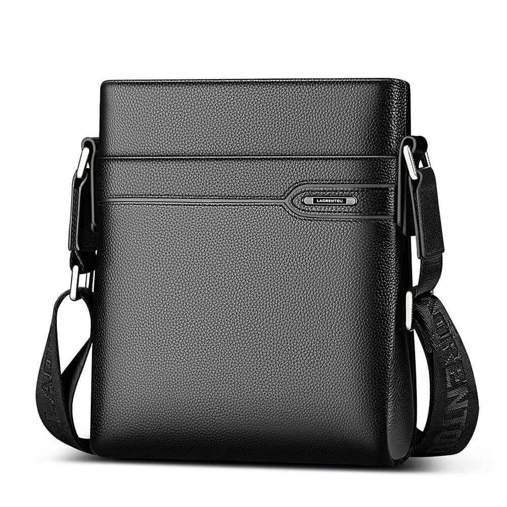 LAORENTOU Men Genuine Leather Shoulder Bag Business Messenger Bags Sling Bag