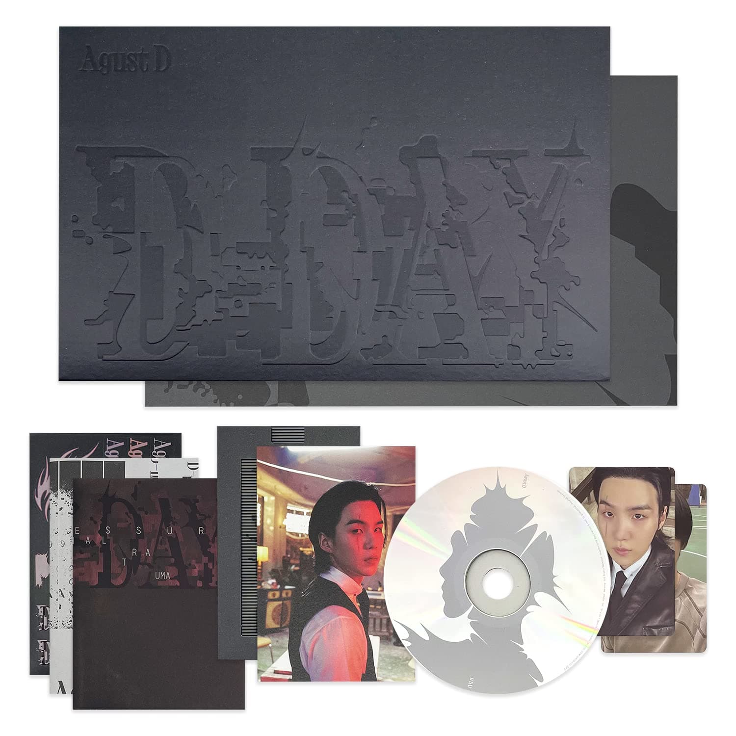 Agust D(SUGA) of BTS - [D - DAY] (VERSION 01) Photo Book + Lyric Book + CD + Post Card + Poster + Photo Card A + Photo Card B + Scanimation Card + Sticker + 2 Extra Photocards