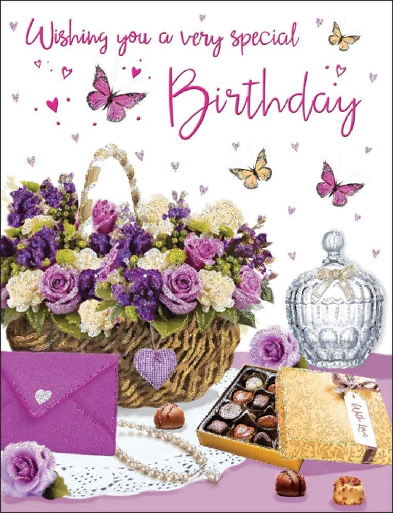 Piccadilly Greetings Birthday Card Female - 8 x 6 inches - Regal Publishing,green|pink|brown|white|red