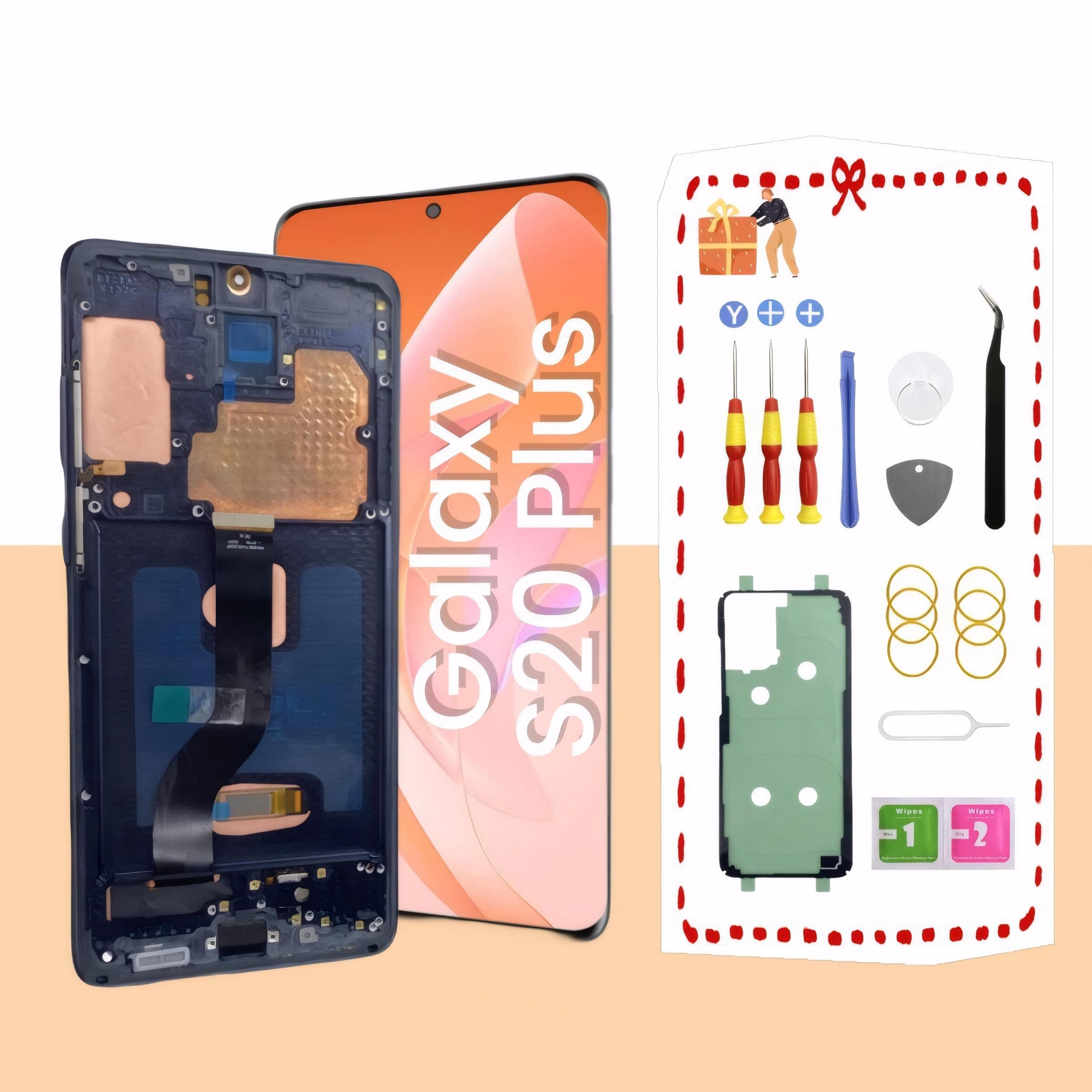 OLED for Samsung Galaxy S20 Plus 5G LCD Display Screen Replacement for Samsung S20+ Touch Digitizer Screen Assembly with Frame 6.7" G986U G985 Black with fingerprint