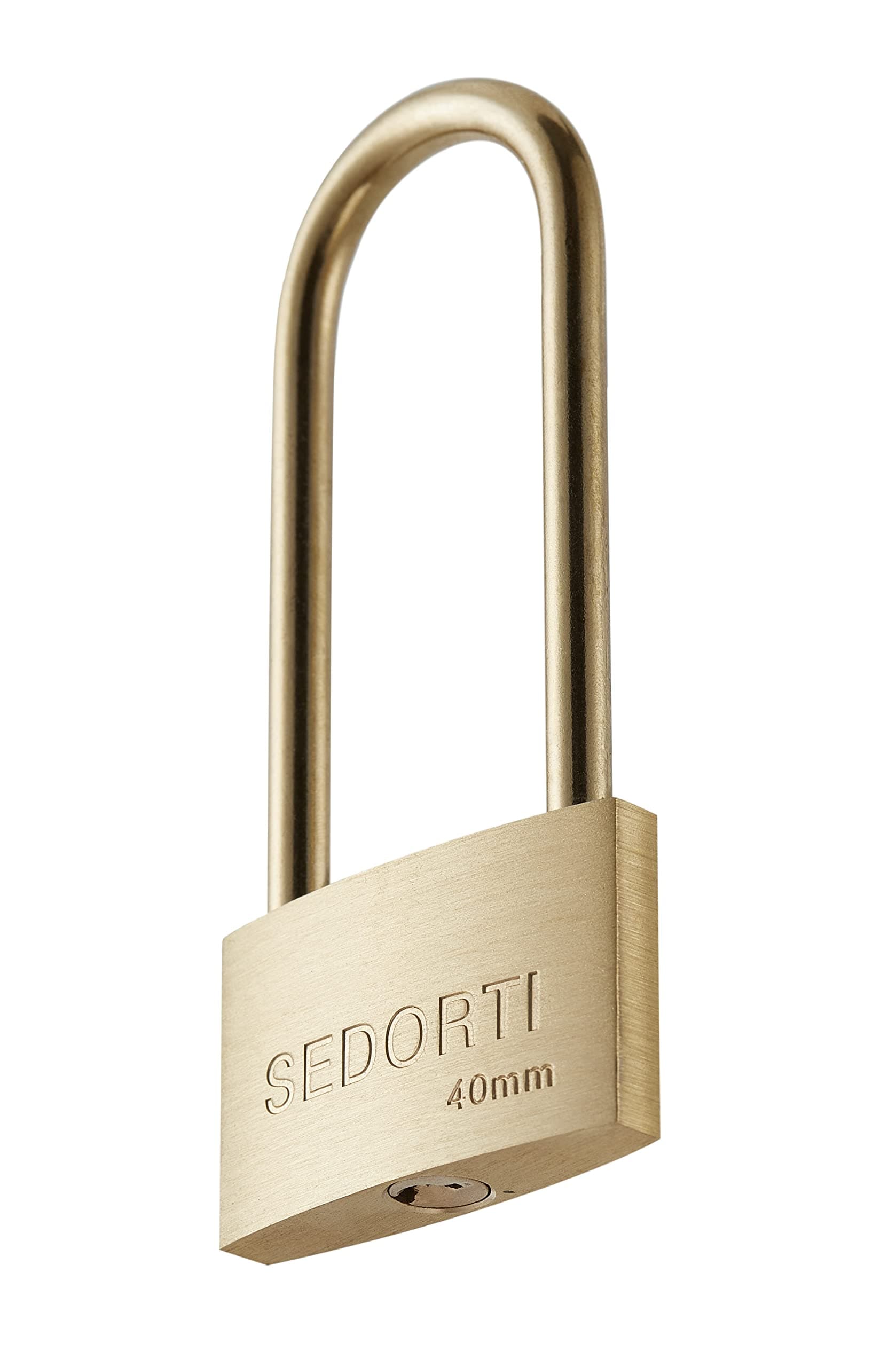 SEDORTI Weather Proof Lock, Solid Brass Padlock with Brass Long Shackle, 1-1/2" Wide, Light Duty Small Marine Grade Padlock