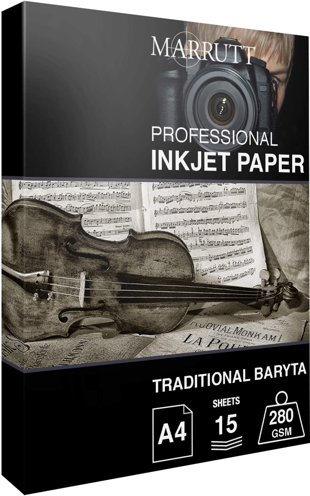 Marrutt280gsm Traditional Baryta Hi-White Semi Gloss Inkjet Photo Paper: A4-15 Sheets