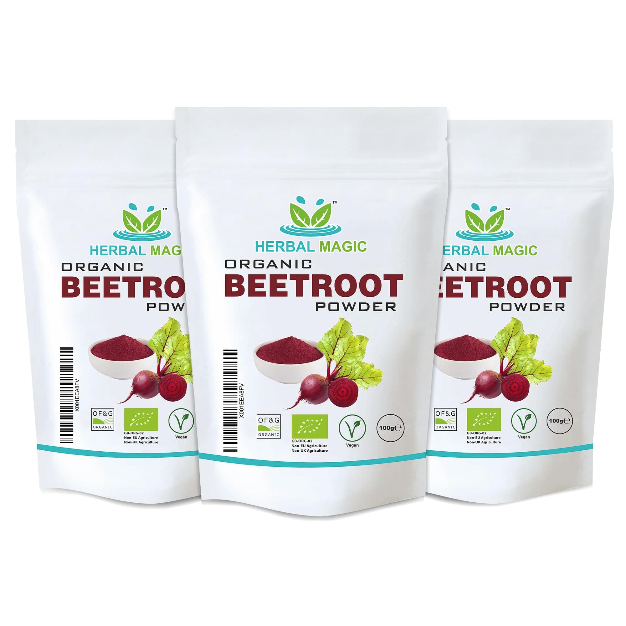 Herbal Magic's Organic Beet Root Powder - Sweet & Earthy - Ideal as a natural food colour and flavour to tandoori dishes,cakes Free from Fillers & Preservatives - OF&G UK Organic Certified 300g
