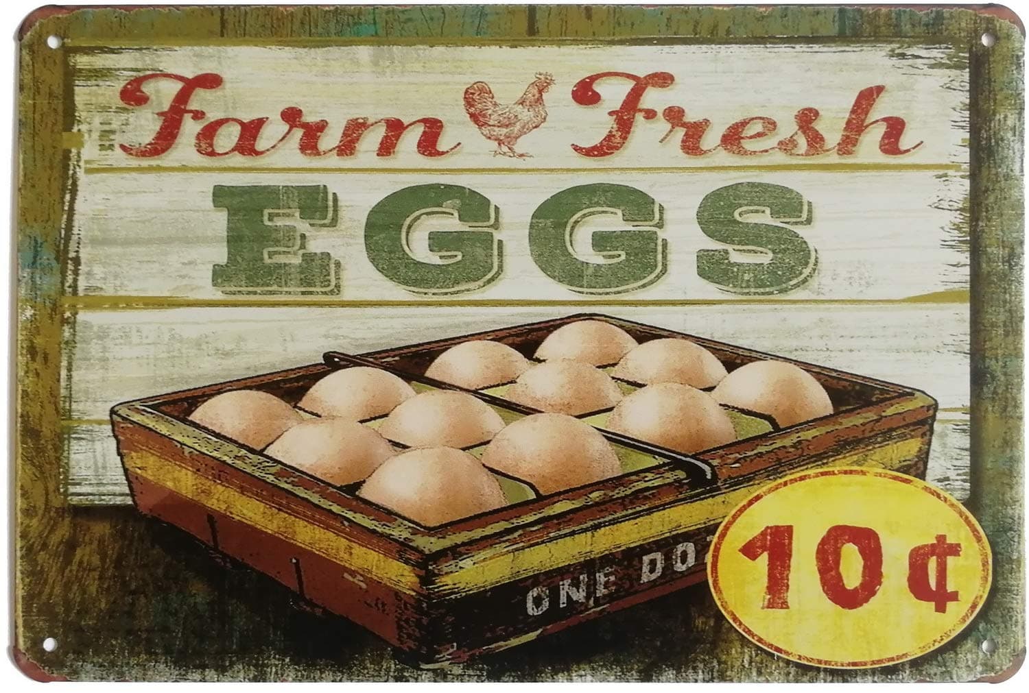 Farm Fresh EGGS Chicken Metal Decor Rustic Antique Decorations For Home Tin signs 8 * 12 (Fresh EGGS)