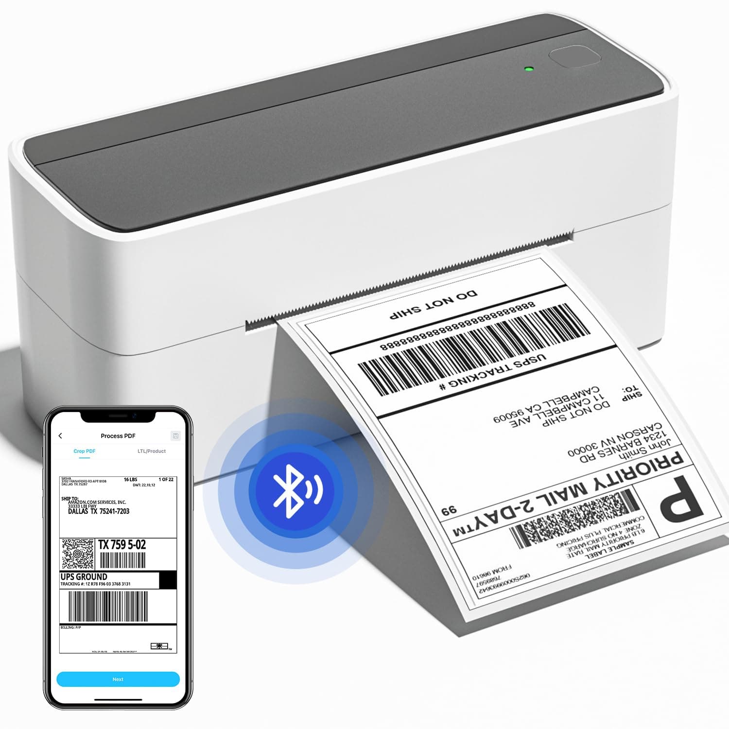 Memoqueen Bluetooth Shipping Thermal Label Printer 4X6 - Wireless Label Printer for Shipping Packages & Small Business, Compatible with Etsy, Shopify, Ebay, Amazon, FedEx, UPS, USPS, Black