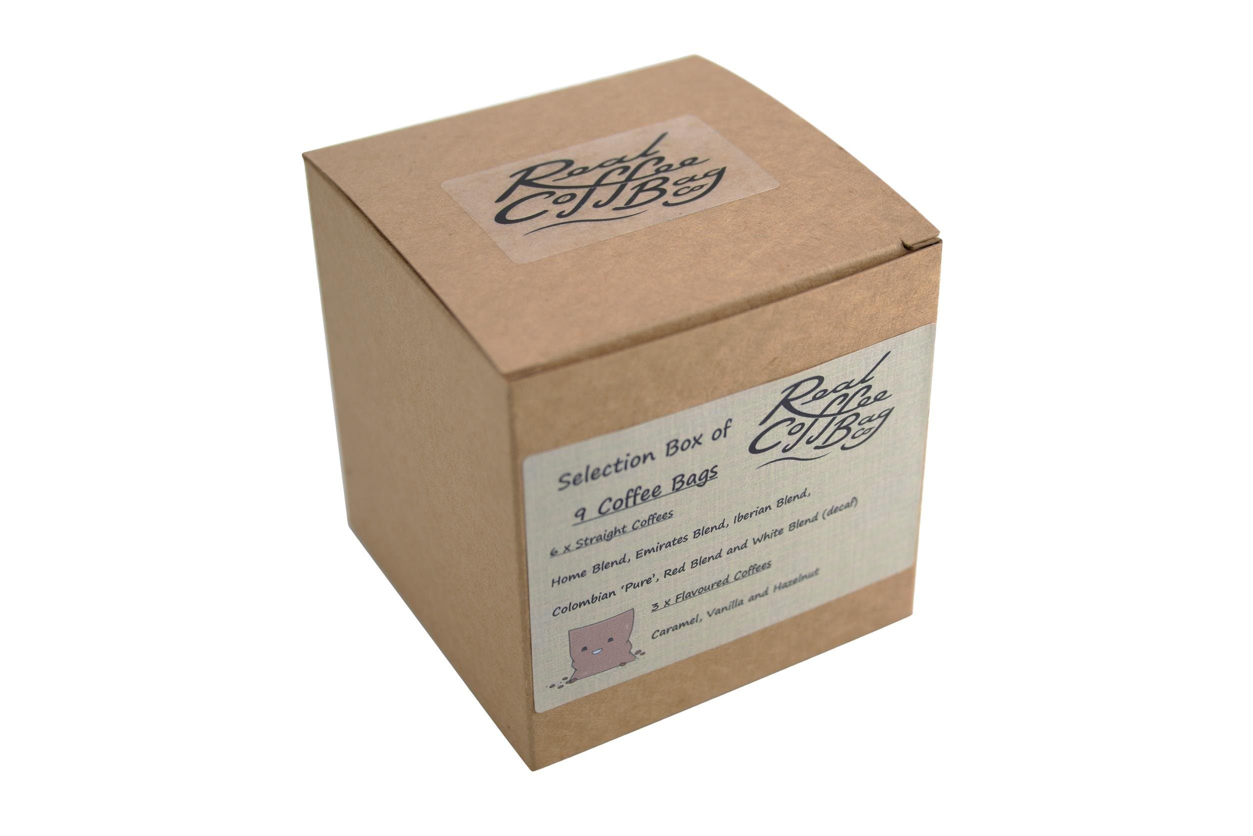 Fresh Ground Arabica Coffee Bags - Selection Box of 9 Individually Wrapped Coffee Sachets by Real Coffee Bags Co