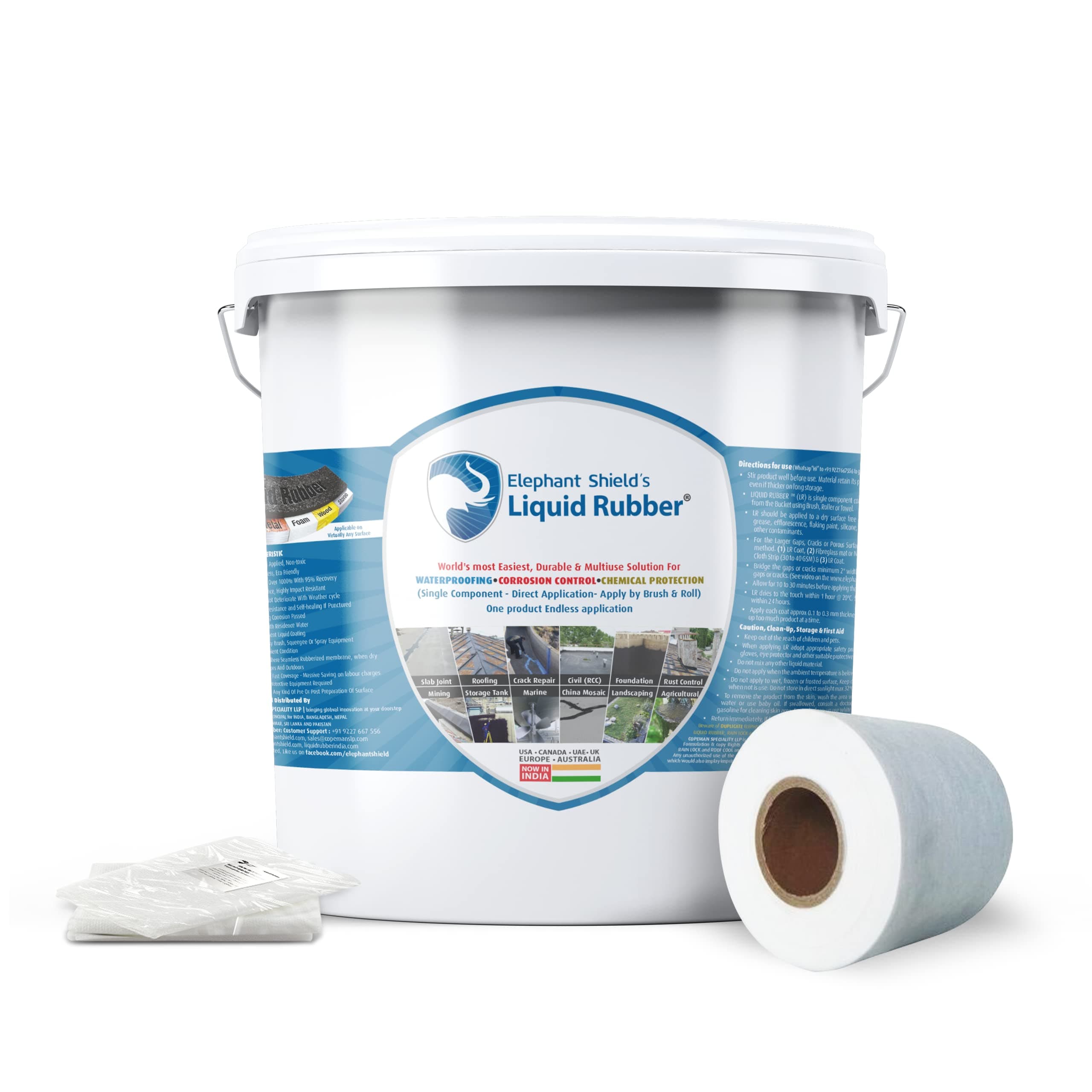 Liquid Rubber For Long Lasting Ready To Use Waterproofing For Sheet Joints And Bolt Holes,Gutter Joints, Roof And Wall Crack, Solar Panel, Cut Out, Damp Wall Qty- 5Ltr With RF Fabric
