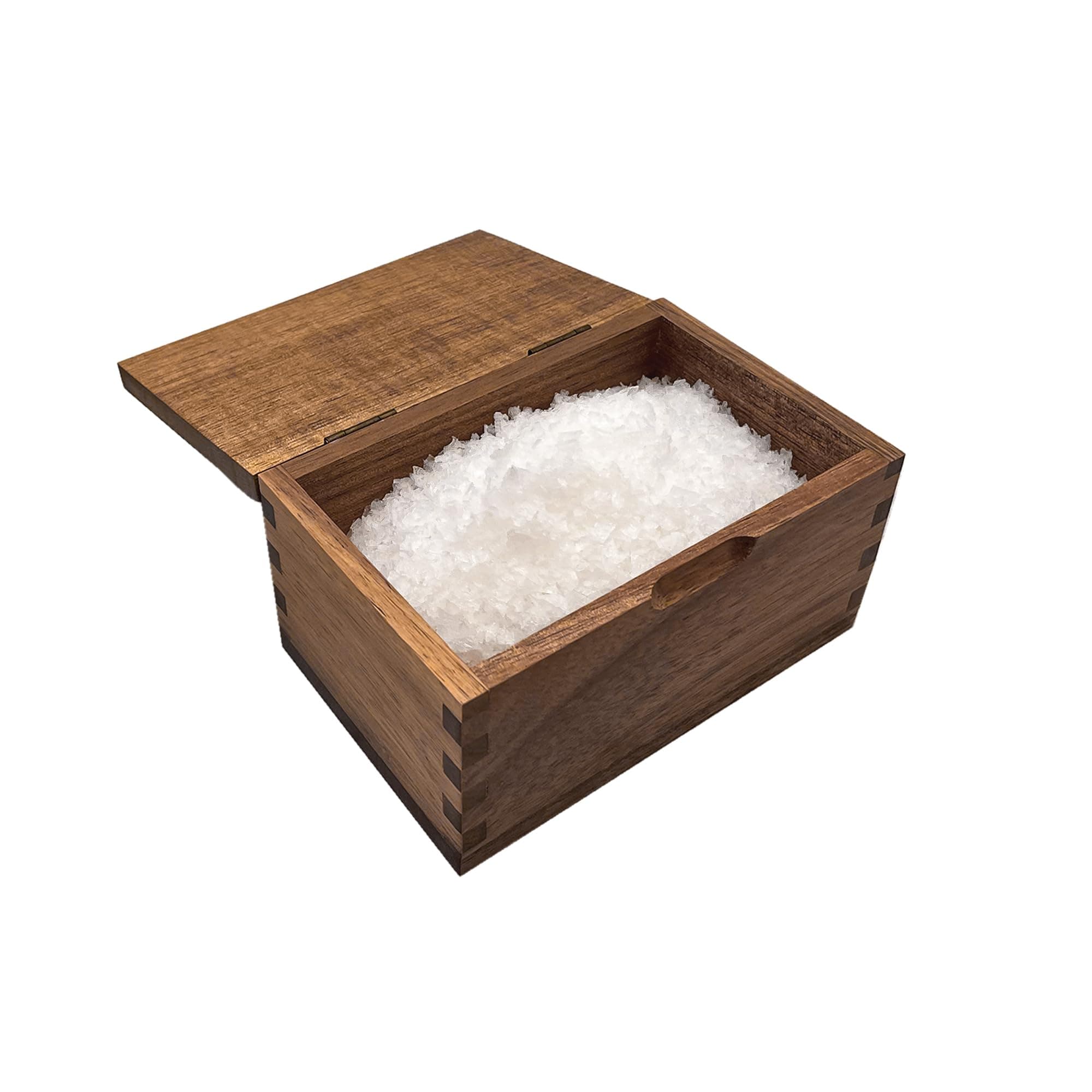 Salt Cellar Acacia Wood Salt Box with Flip Lid Perfect for Kosher Maldon Salt Flakes Celtic Sea Salt & Salt Pig Kitchen Stove Oven Countertop Grilling 20 oz. (5.5 x 3.5 x 3.25") TikTok Box