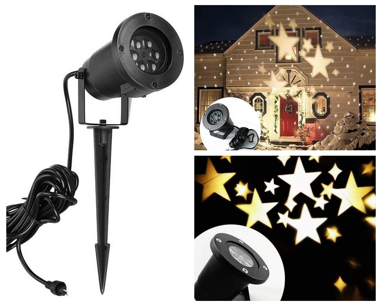 Lightess Christmas Projector Light Star Moving Holiday Decorations Outdoor Indoor Decor LED Landscape Projection Spotlight, Warm White, YG-TYD