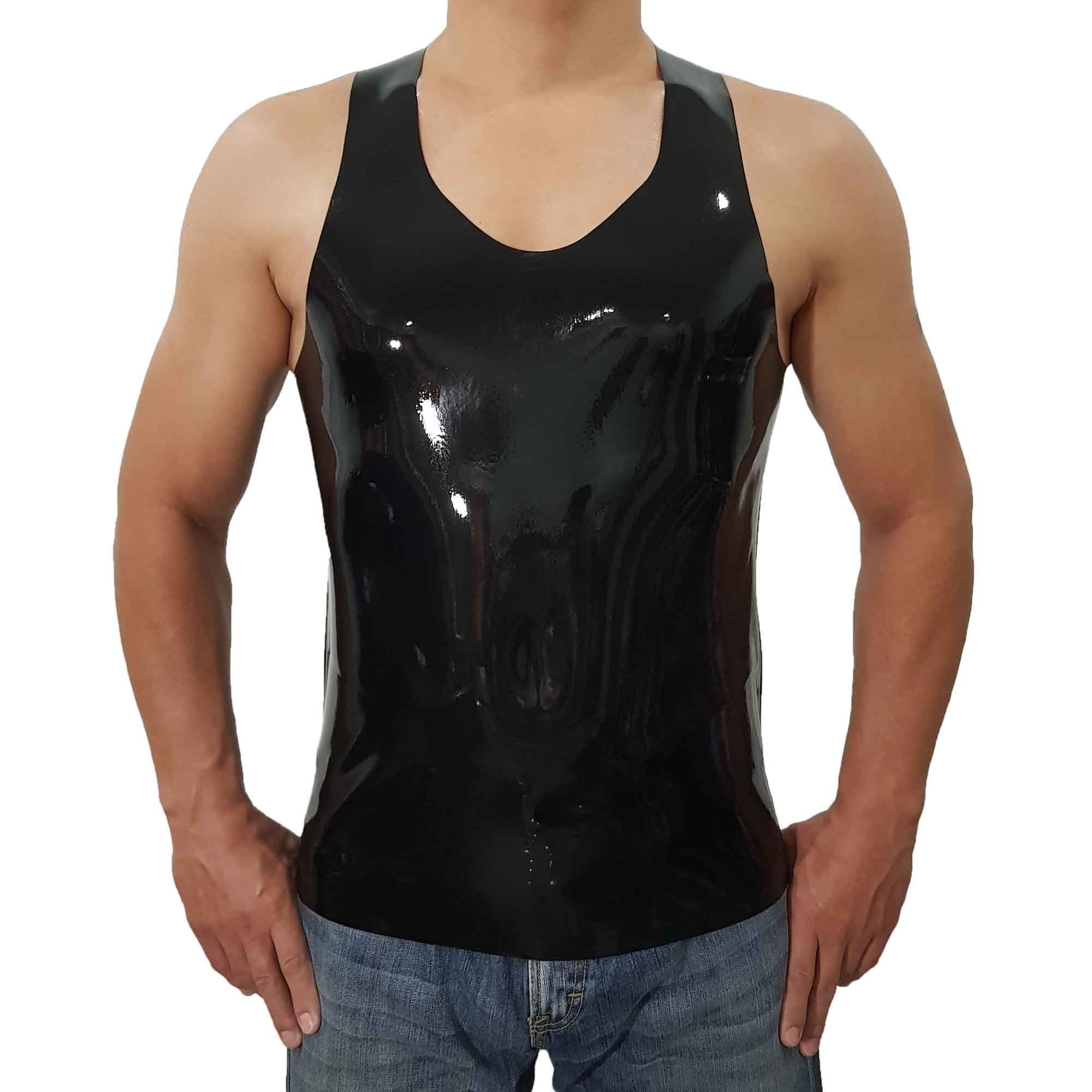 Latex Rubber Gummi Black Undershirt Muscle Shirt (one Size)