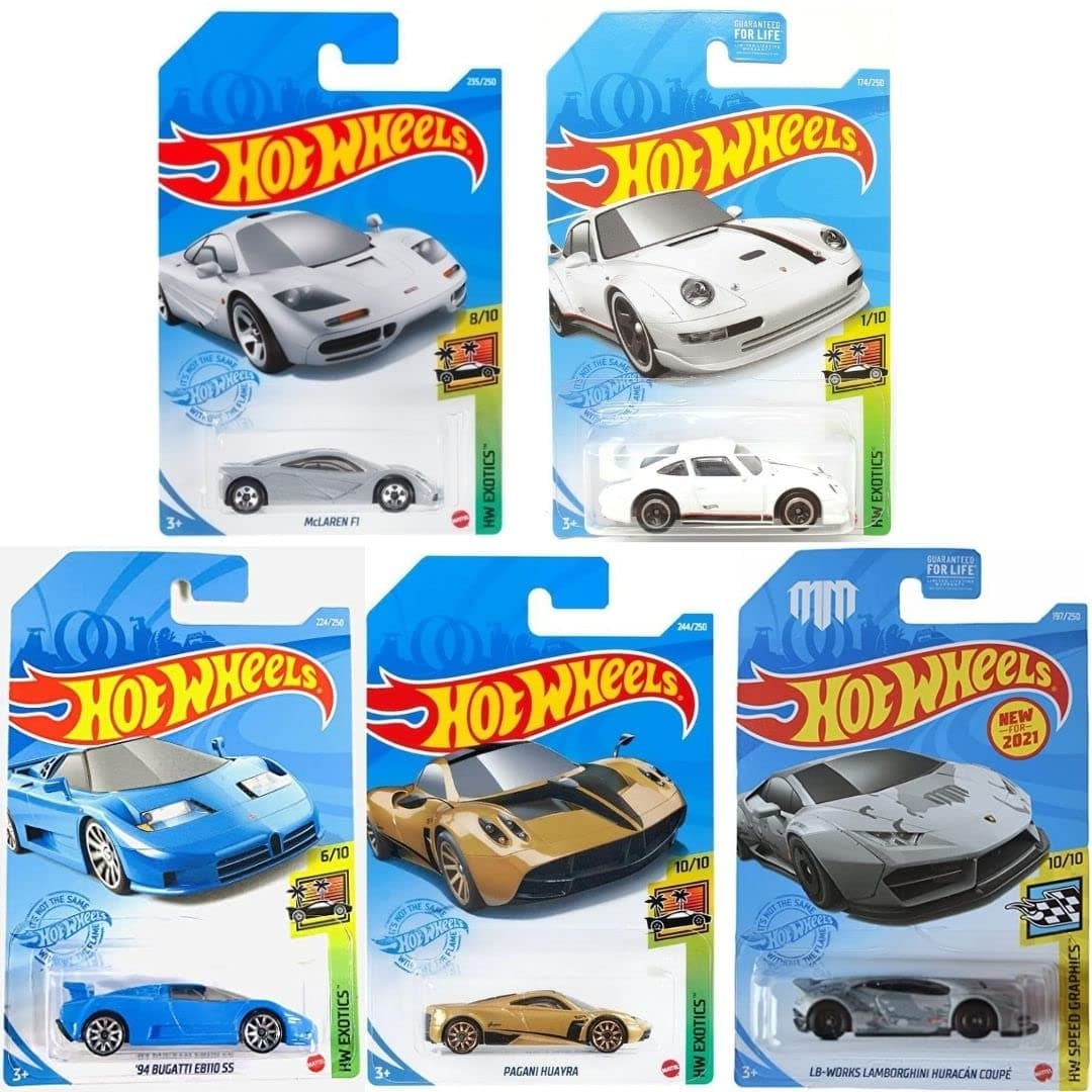 Hot Wheels Super Car Exotics Madness Dies - Lambos, Lotus, Porsche, Mclarens, Paganis and More - 5 Pieces