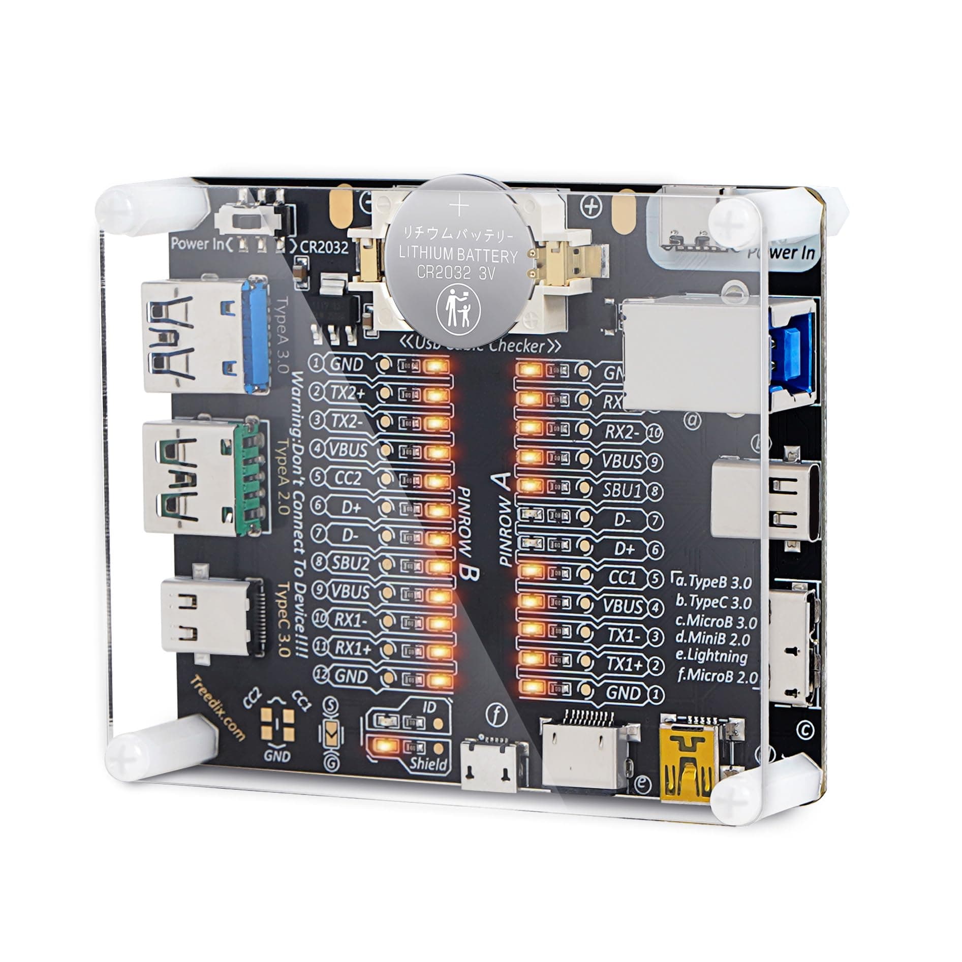 USB Cable Tester, USB C Cable Tester, Usb Data Cable Checker Board for USB-C, USB-A, USB-B, Micro Mini Lightning Cables, Quickly Sort Out the Heap of Usb Cables by Checking the Leds