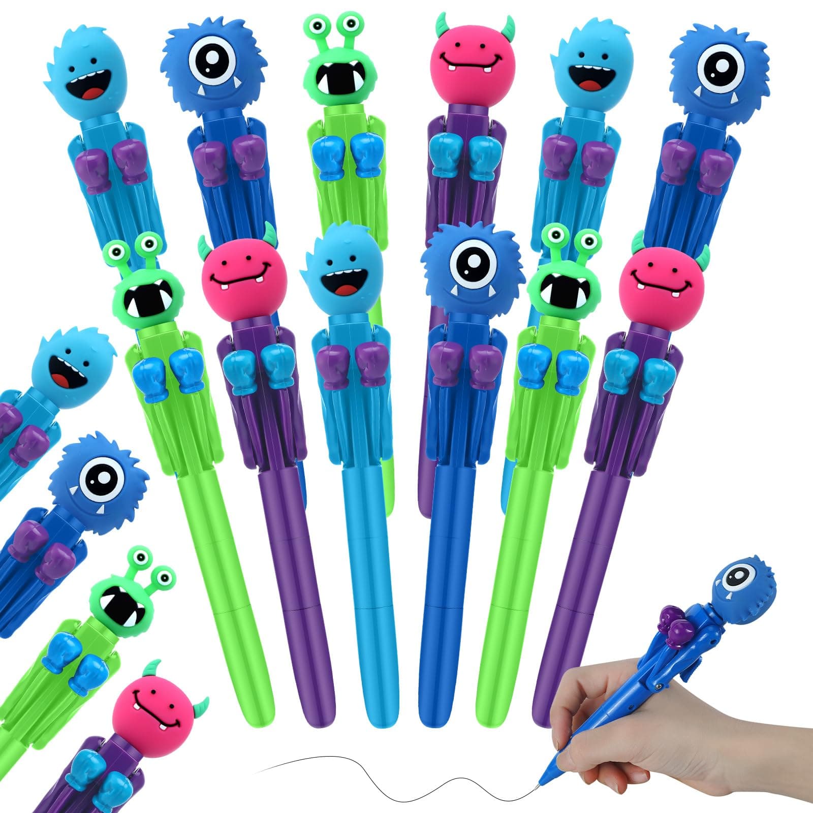 12 Pcs Halloween Boxing Pen Halloween Ballpoint Pen Pumpkin Vampire Zombie Boxing Pens 0.7mm Novelty Writing Pen Funny Ballpoint Pen for Halloween Party Office Supplies(Cute)