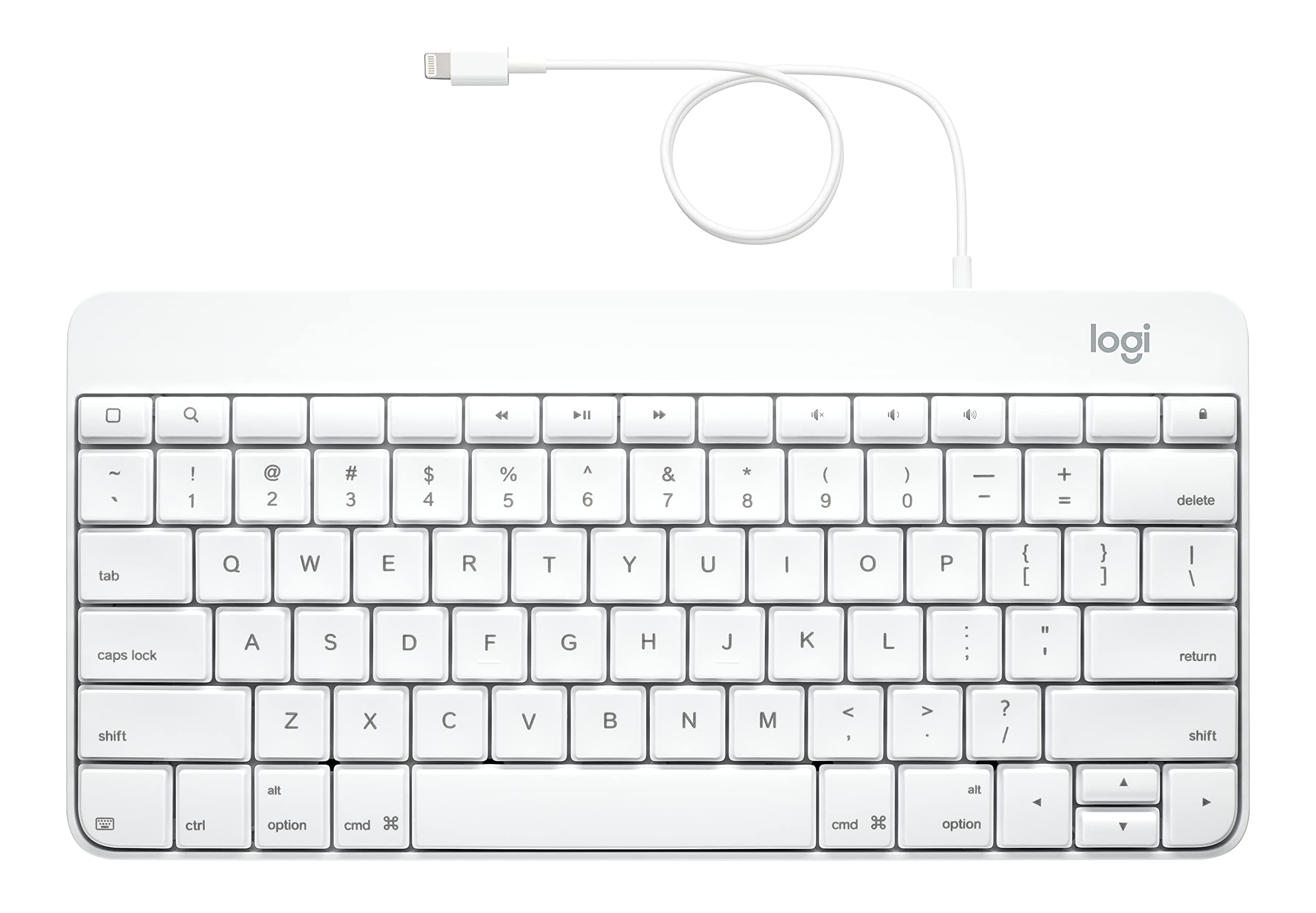 Wired Keyboard for iPad with Lightning Connector – White