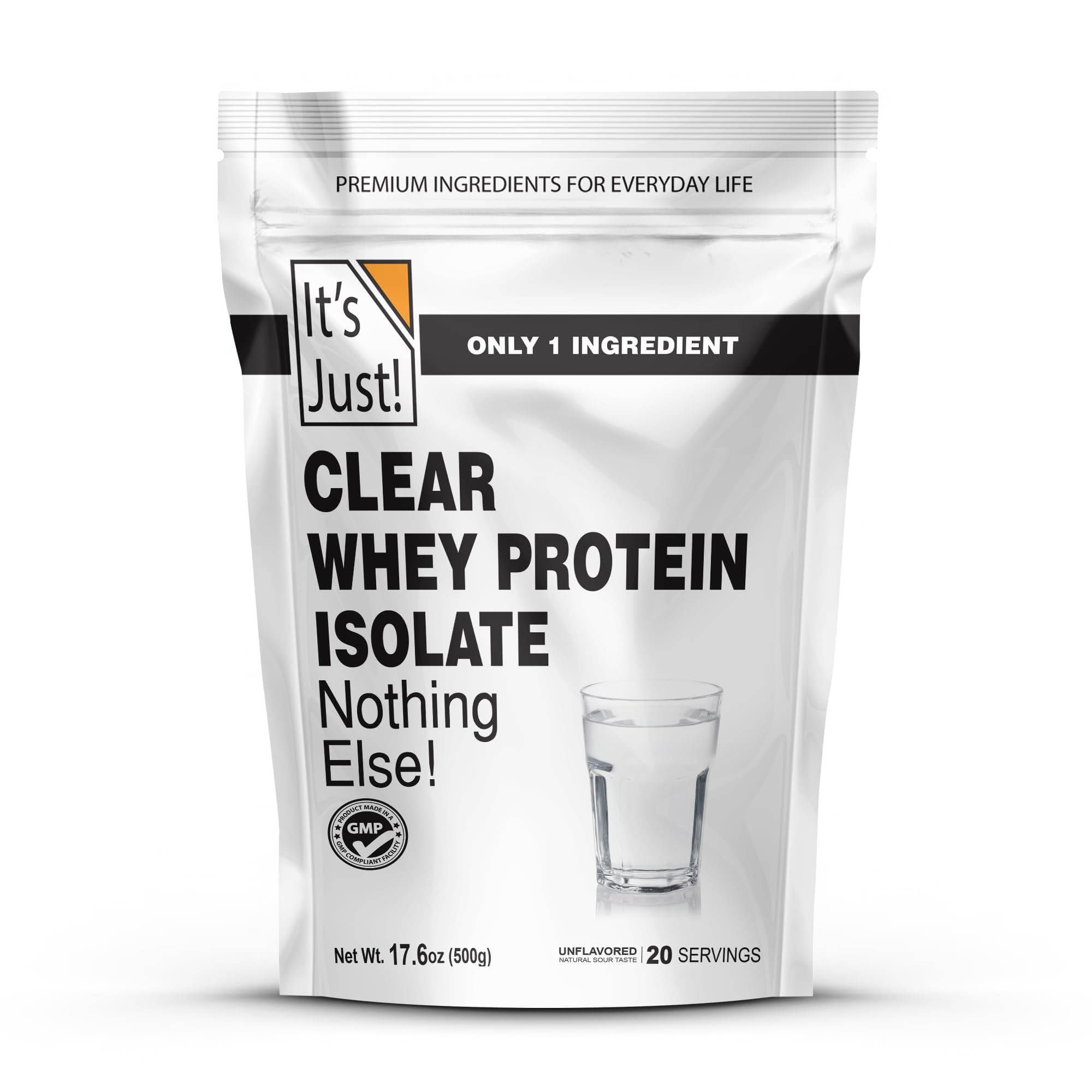 It's Just! - Clear Whey Isolate, WPI-90, Zero Carb Protein Powder, 20 Servings, No Added Flavors, Product of Denmark, Packaged in USA, Ultra Premium, 17.6oz (500g)