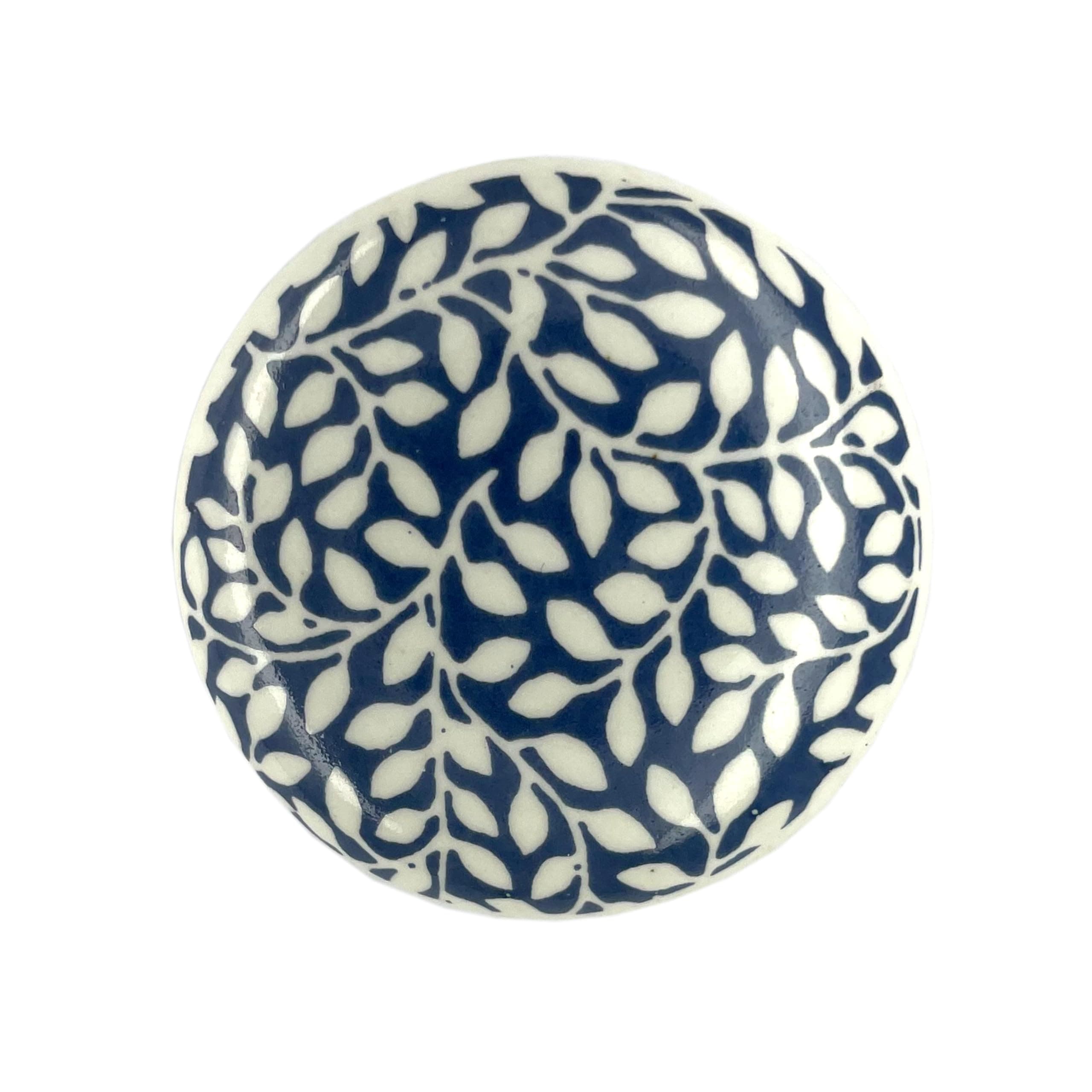 Ceramic Knobs Drawer Pulls for Cabinets and Cupboards (38mm, Gold) - Pack of 4 (Blue)