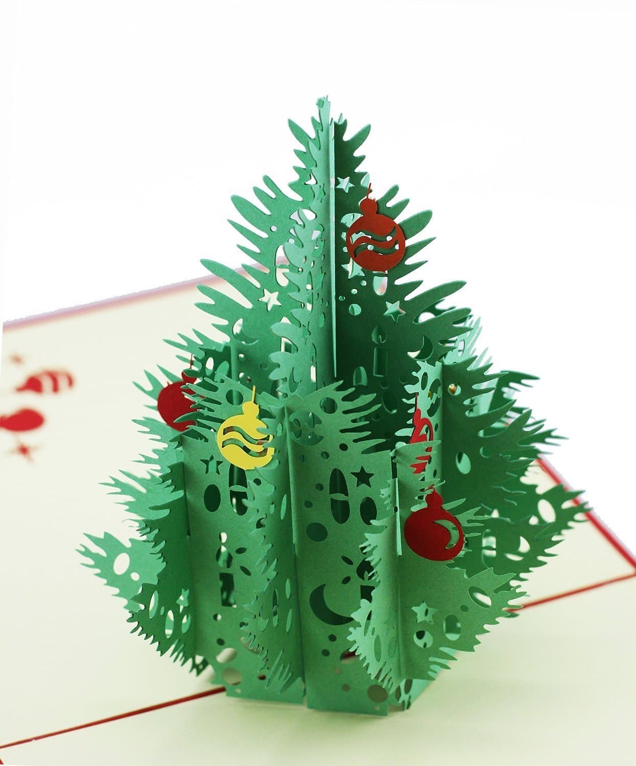 3D Pop Up Christmas Tree Greeting Cards, Laser Cut card with Envelope for Xmas and Happy New Year (3D Christmas Tree, Pack of 1)